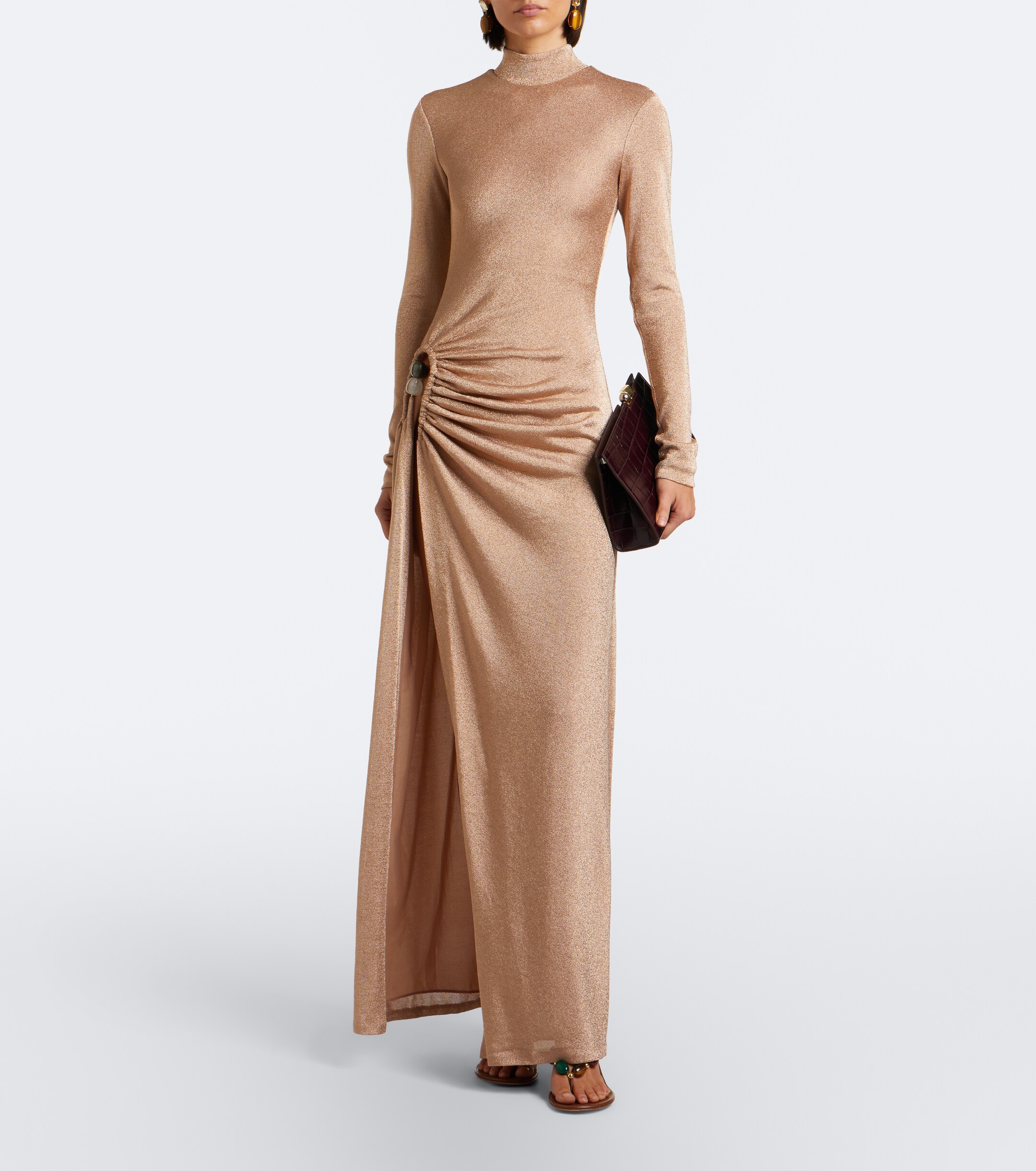 Christopher Esber Christopher Esber Embellished draped jersey lamé gown