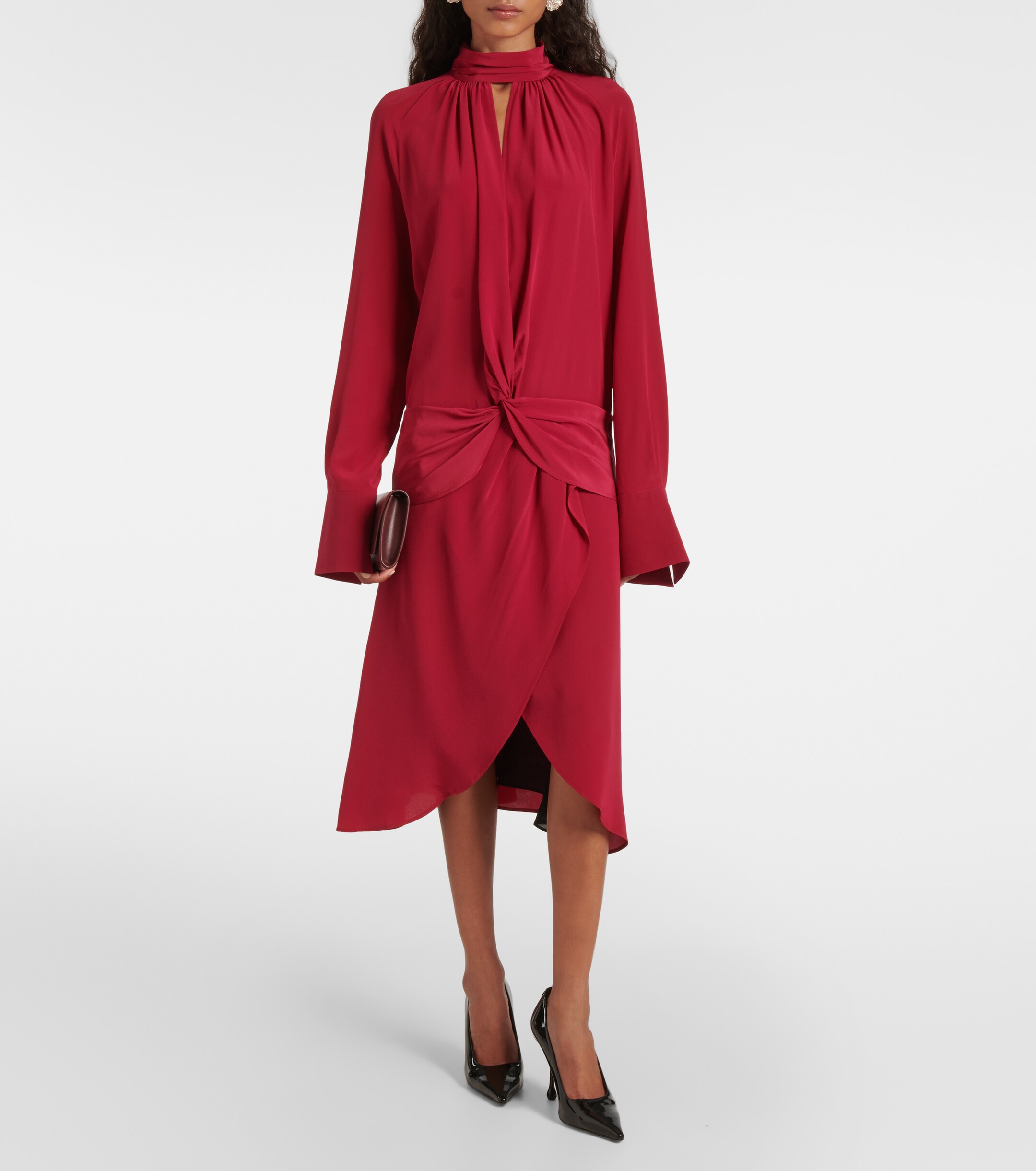 Nina Ricci Gathered silk crêpe midi dress