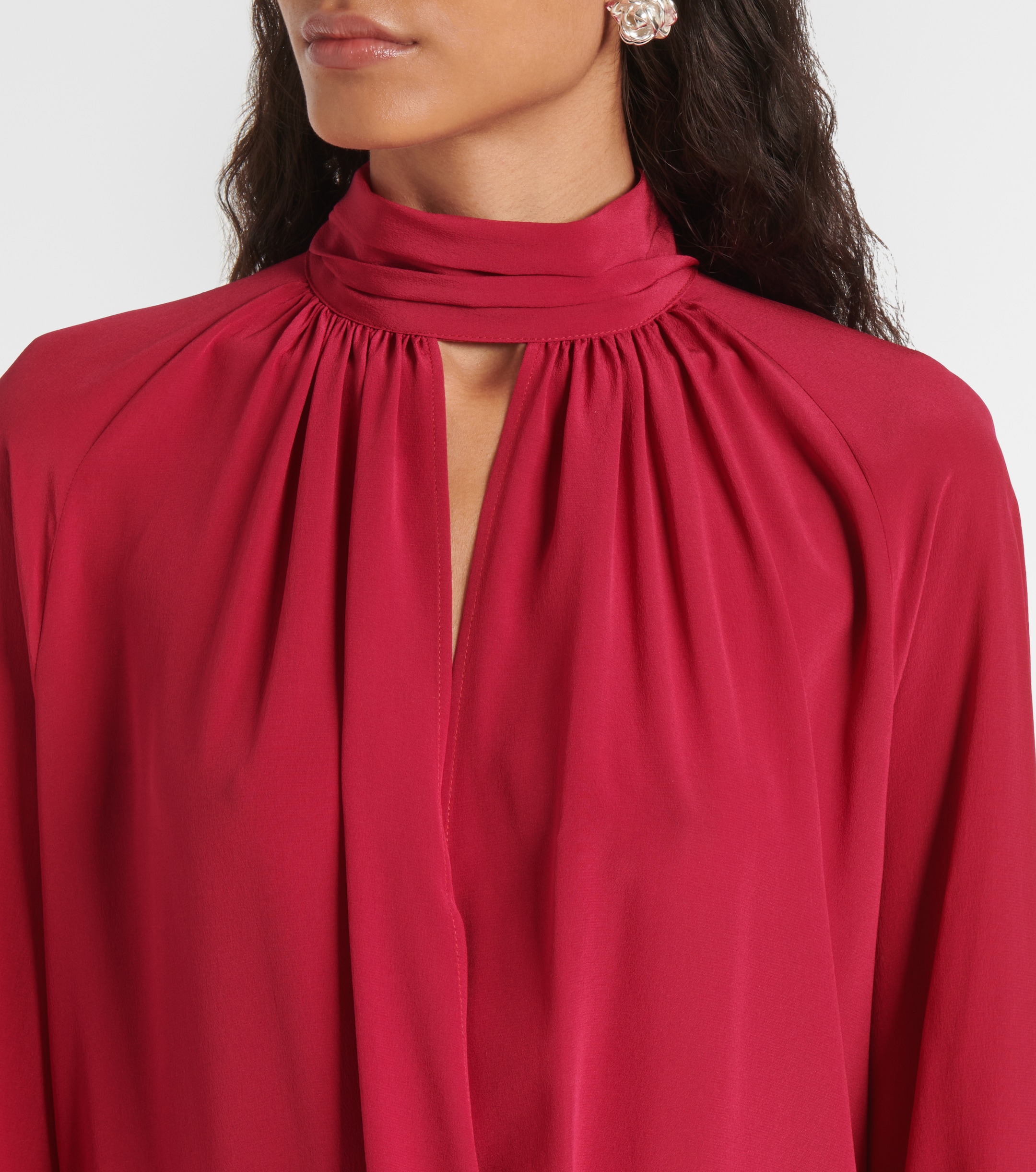 Nina Ricci Gathered silk crêpe midi dress thumbnail