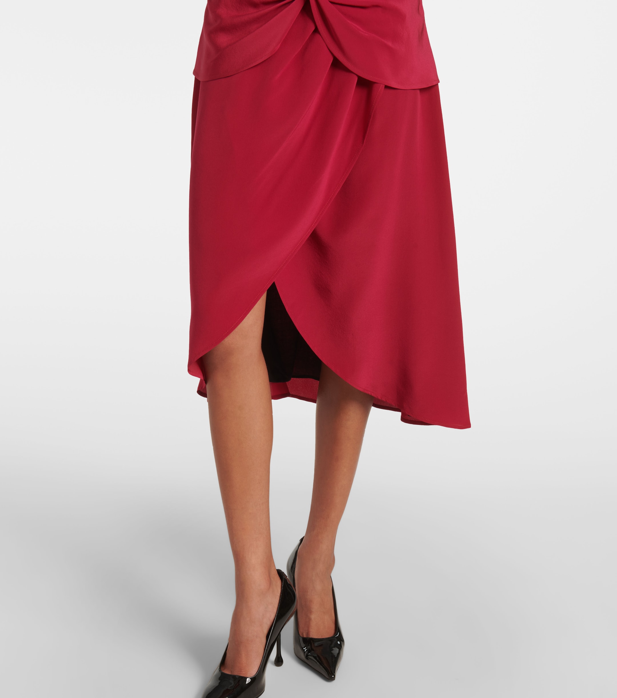 Nina Ricci Gathered silk crêpe midi dress thumbnail