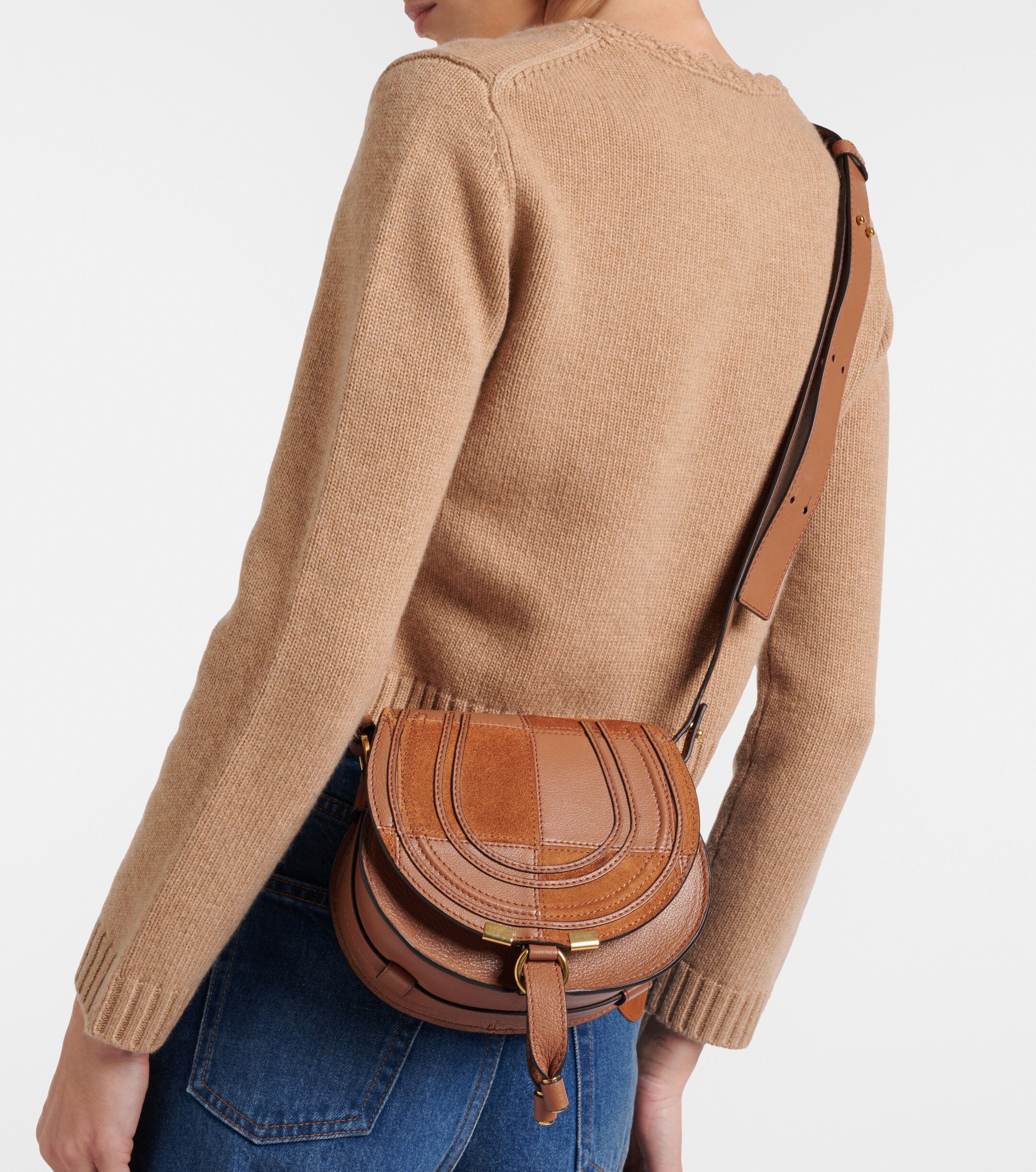 Chloé Marcie Small leather and suede crossbody bag