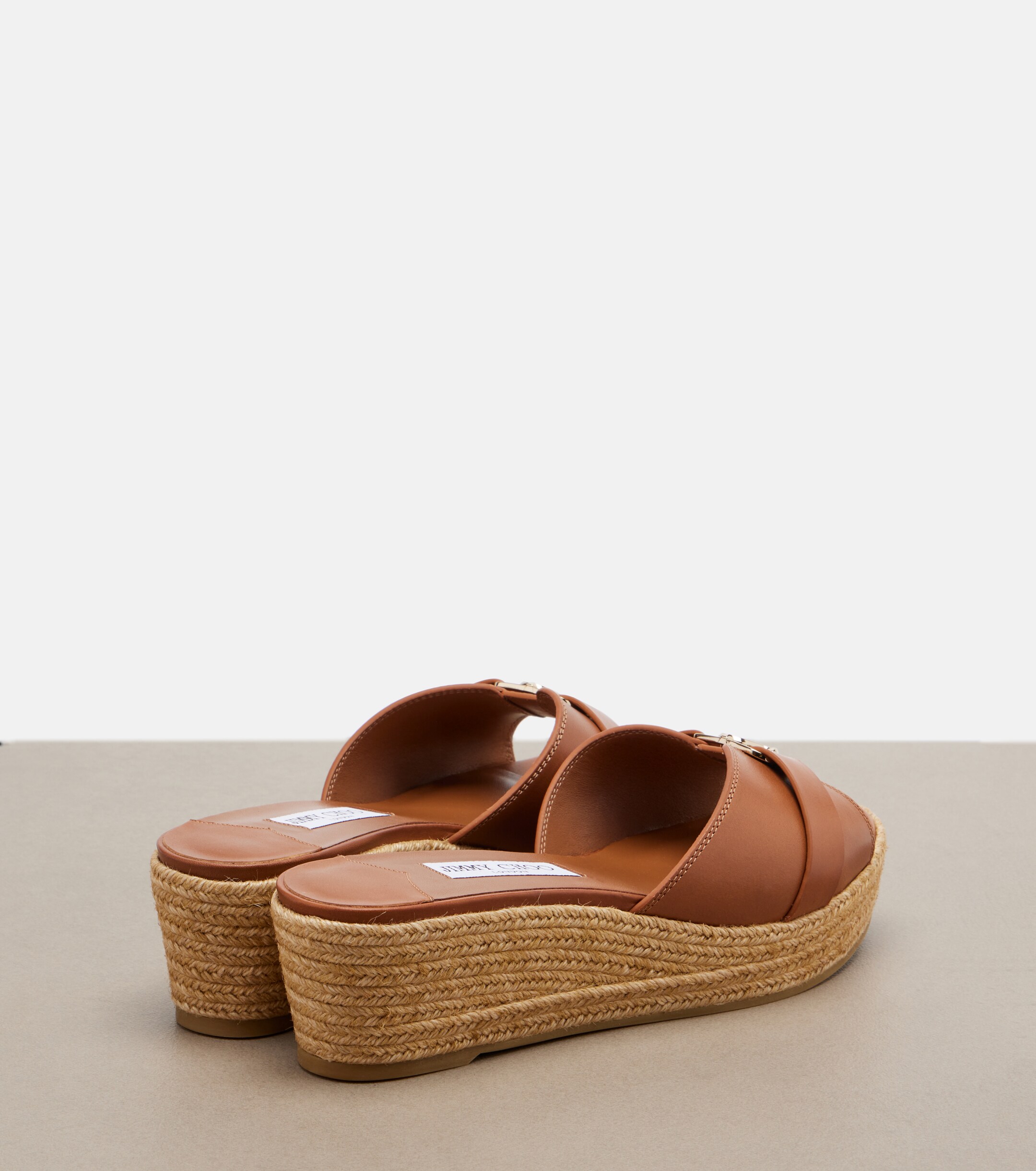 JIMMY CHOO Leda leather espadrille wedges thumbnail