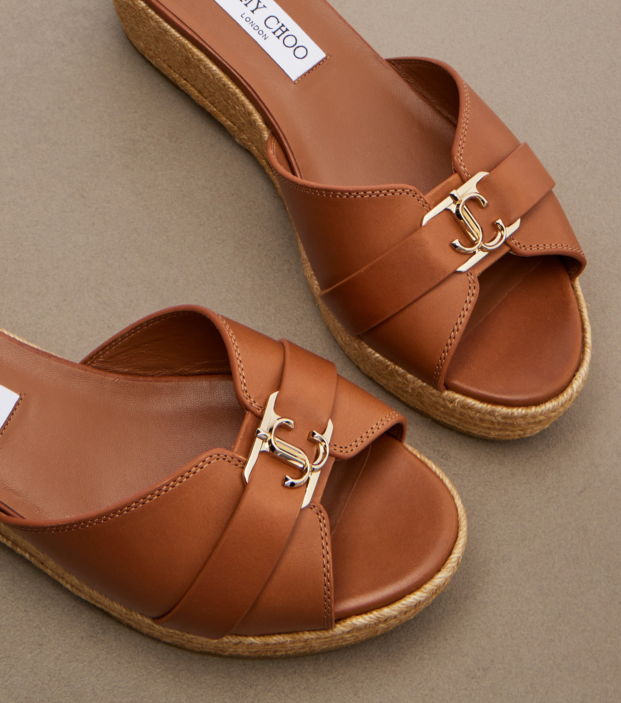 JIMMY CHOO Leda leather espadrille wedges thumbnail
