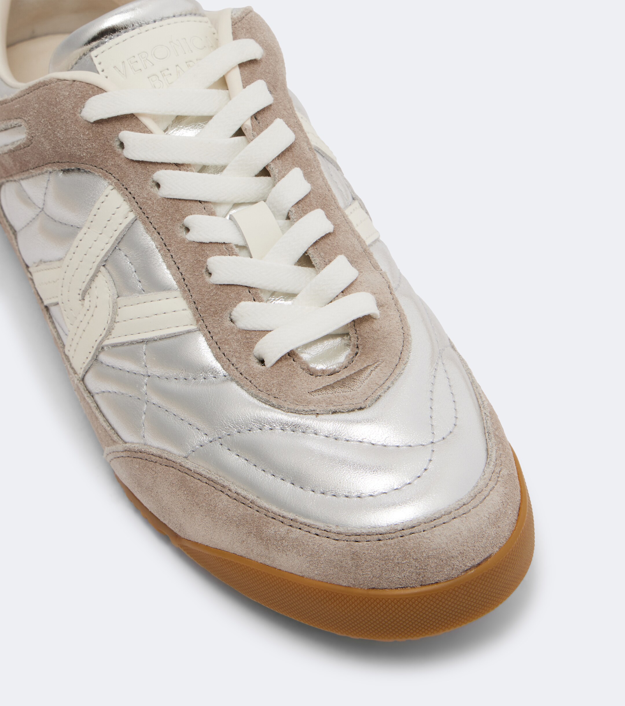 Veronica Beard Veronica Beard Quilted suede-trimmed leather sneakers