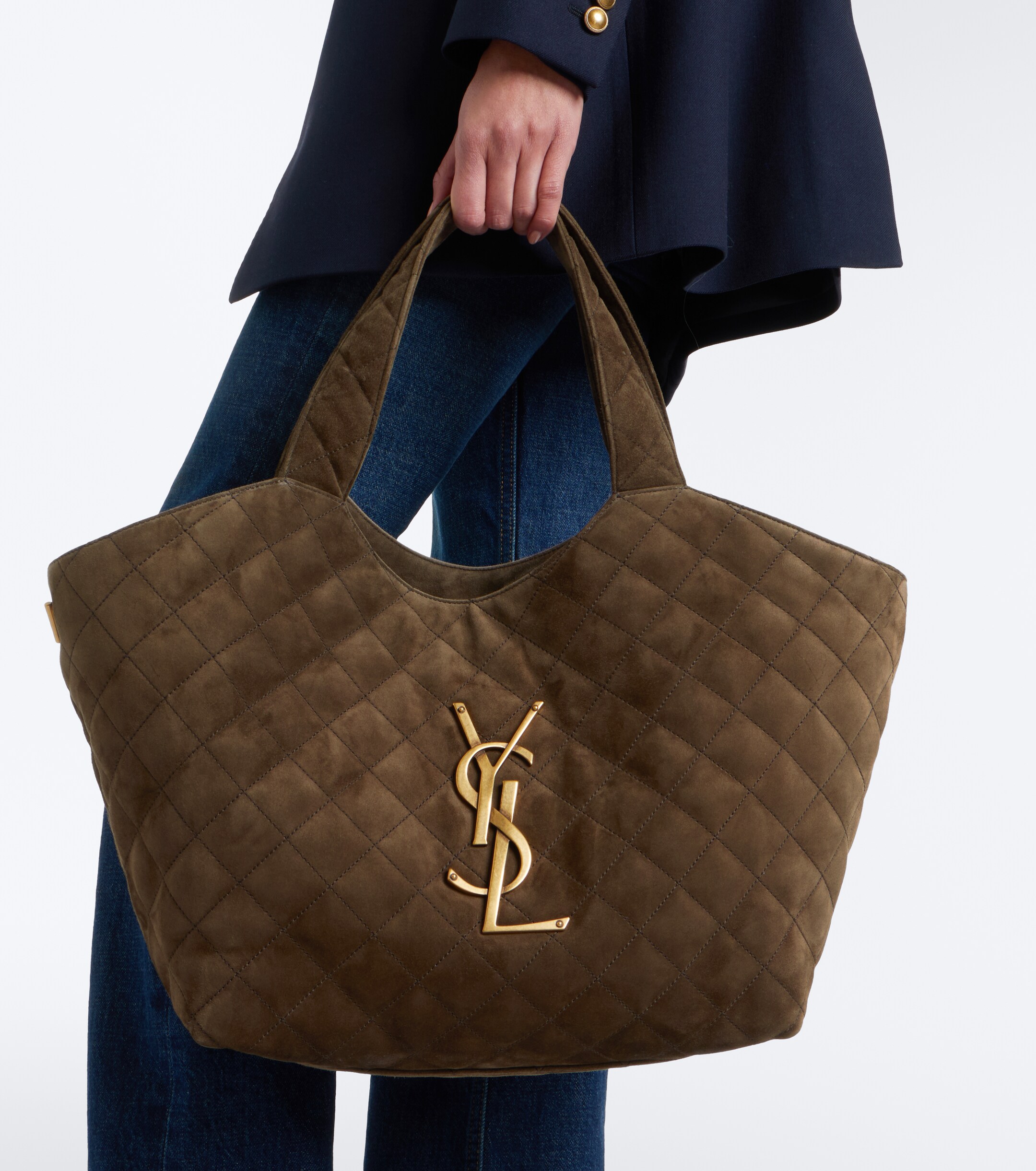 Saint Laurent Icare Medium quilted suede tote bag