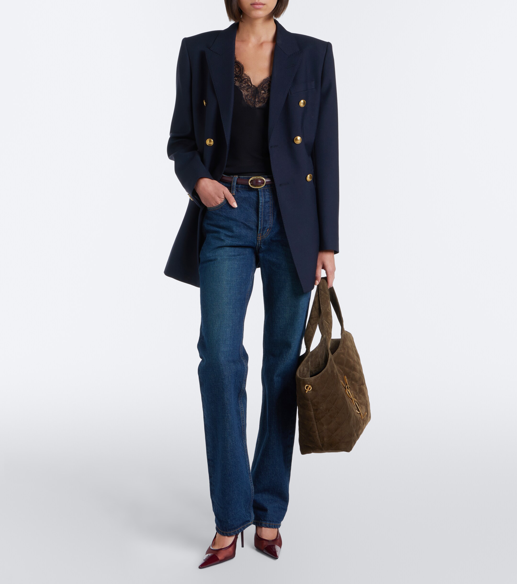 Saint Laurent Icare Medium quilted suede tote bag