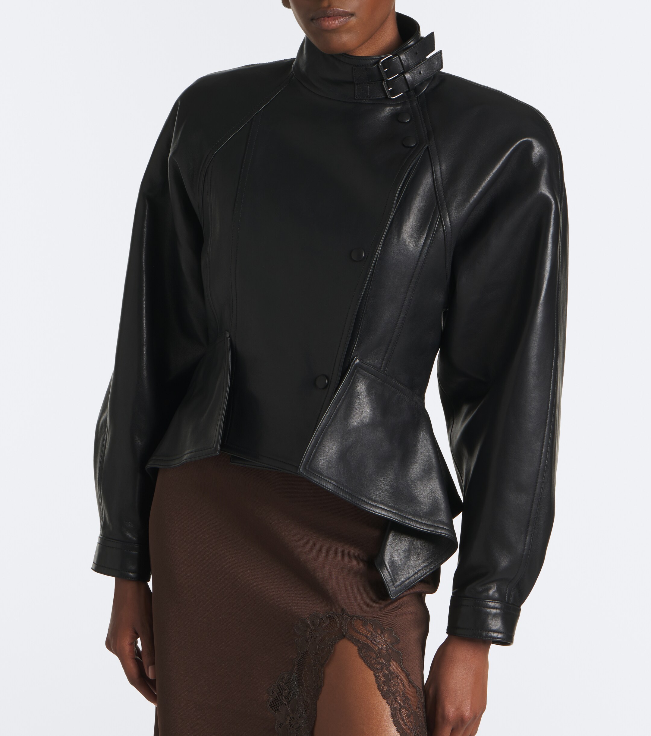 Balmain Balmain Asymmetric leather jacket