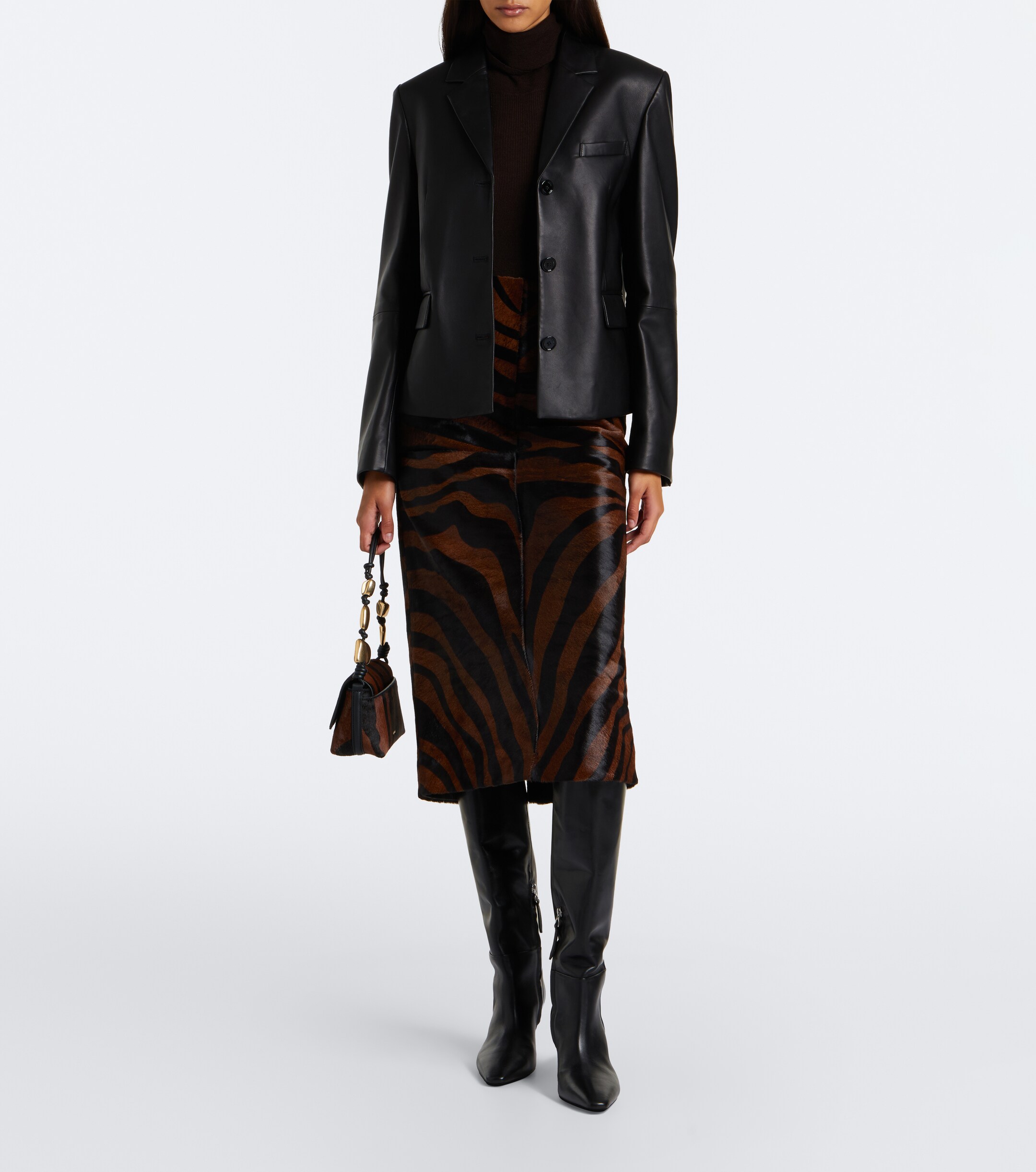 SIMKHAI Simkhai Tobiana zebra-print calf hair midi skirt