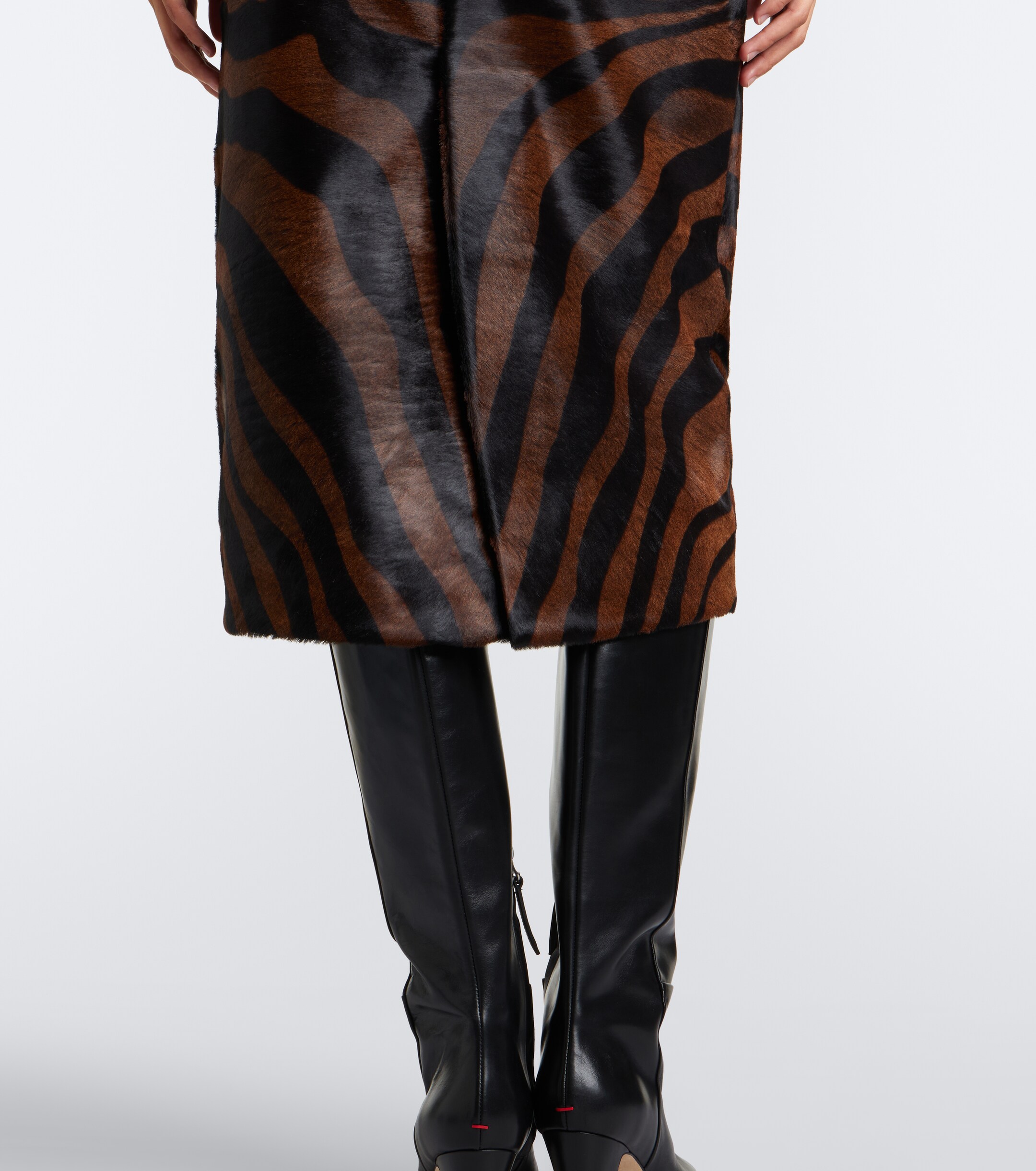SIMKHAI Simkhai Tobiana zebra-print calf hair midi skirt