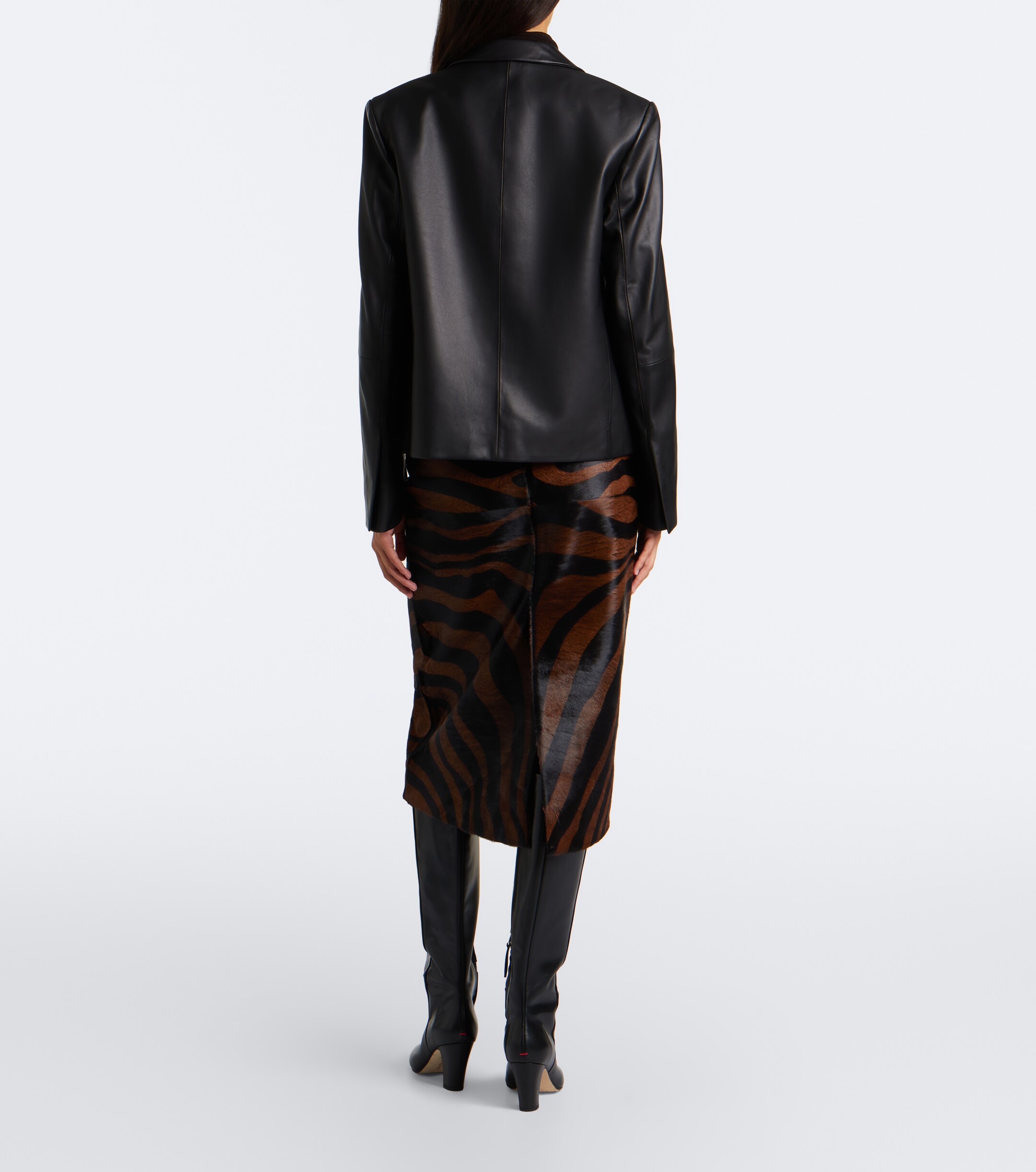SIMKHAI Simkhai Tobiana zebra-print calf hair midi skirt