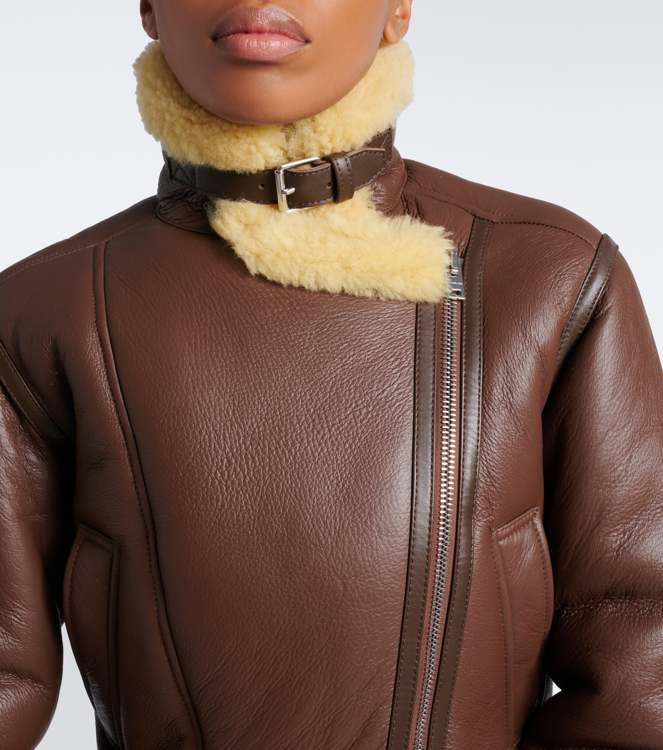 Acne Studios Acne Studios Shearling-trimmed leather biker jacket