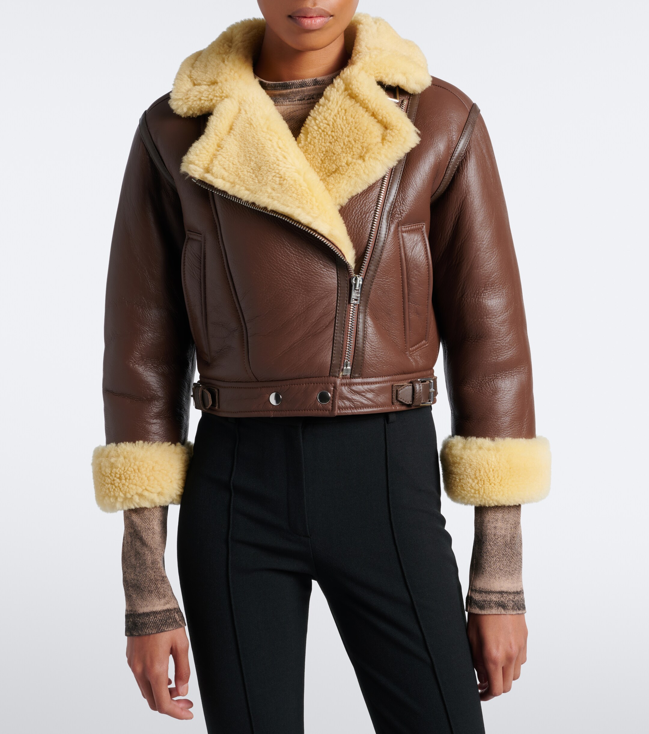 Acne Studios Acne Studios Shearling-trimmed leather biker jacket