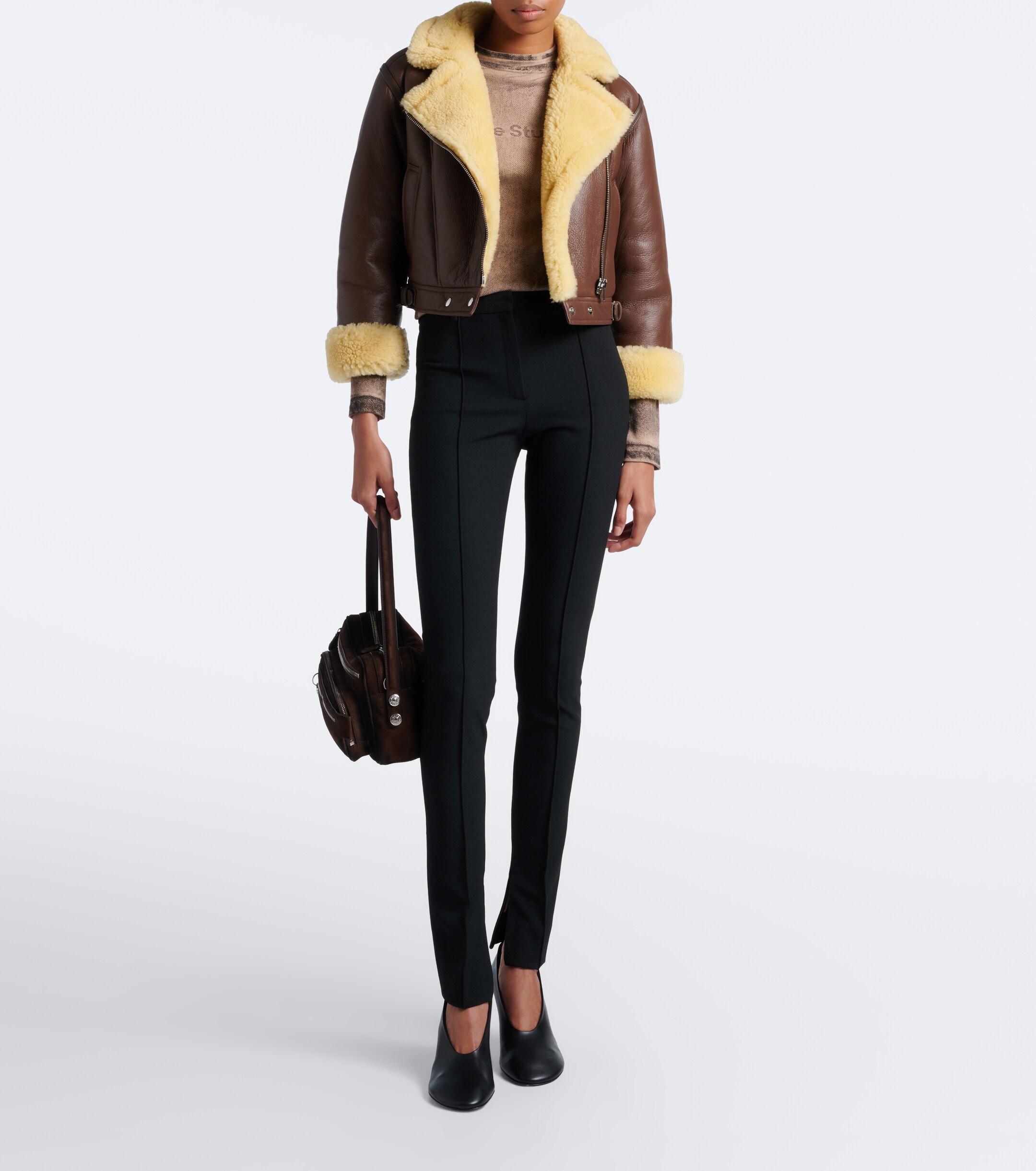 Acne Studios Acne Studios Shearling-trimmed leather biker jacket