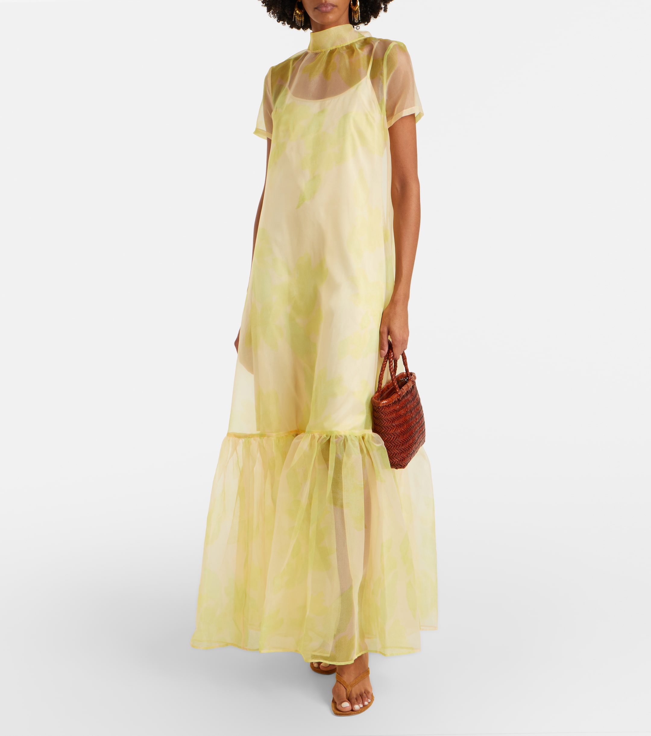 staud organza tiered maxi dress STAUD | Dresses | Staud Small New Calluna Dress Periwinkle Tiered Maxi Organza Ruffle Floral Blue