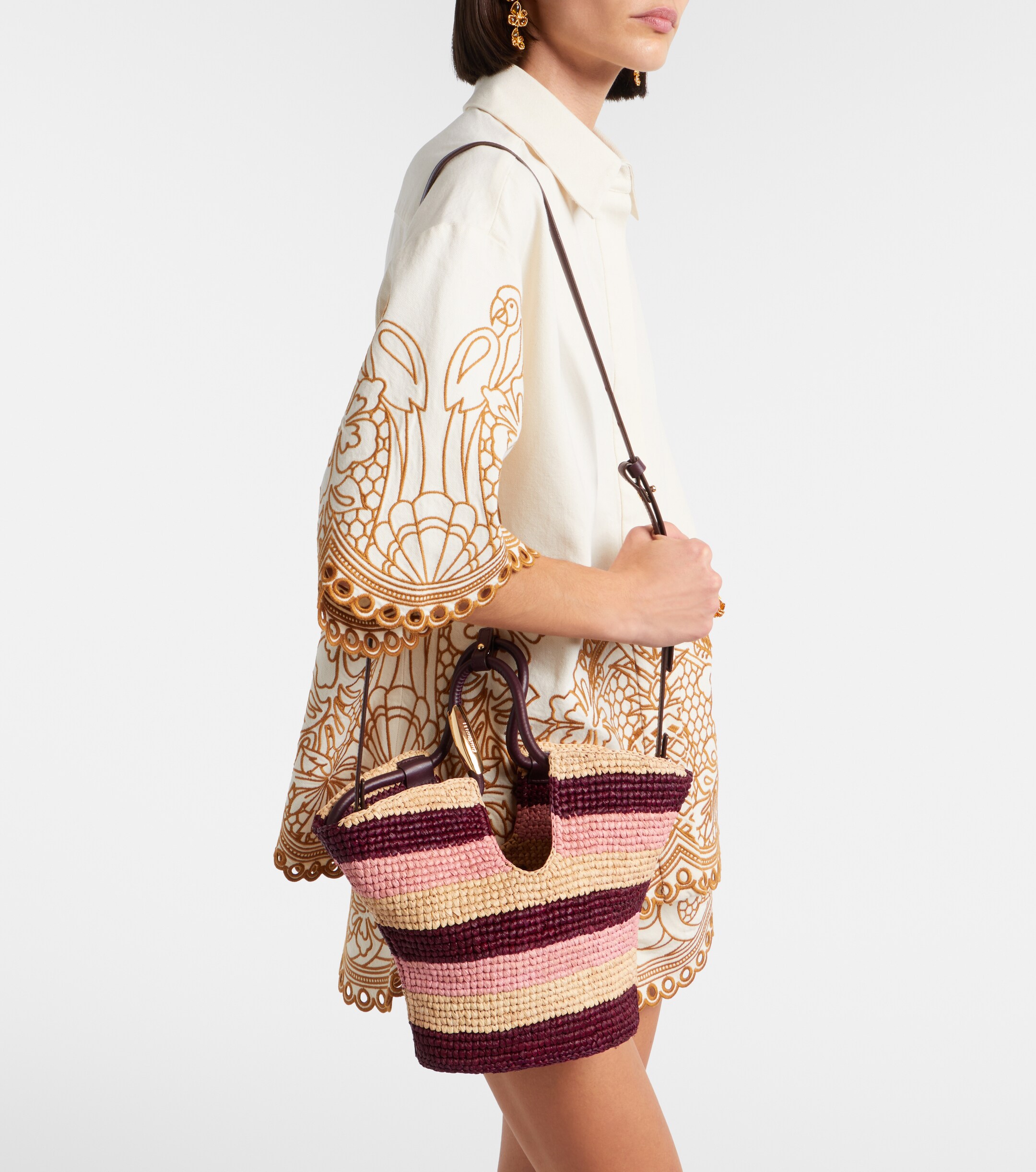 Zimmermann Goldentime Small raffia top-handle bag