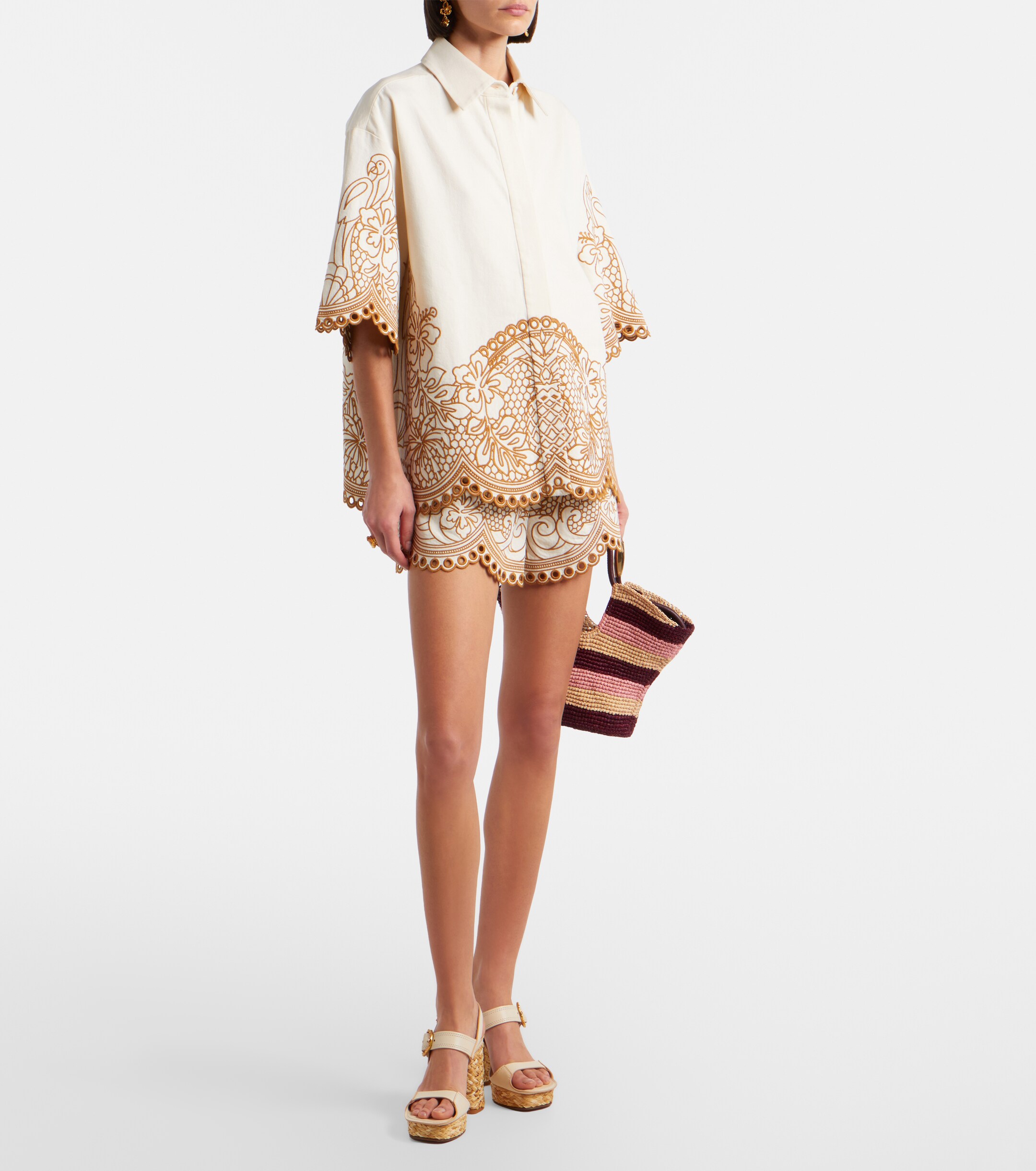 Zimmermann Goldentime Small raffia top-handle bag