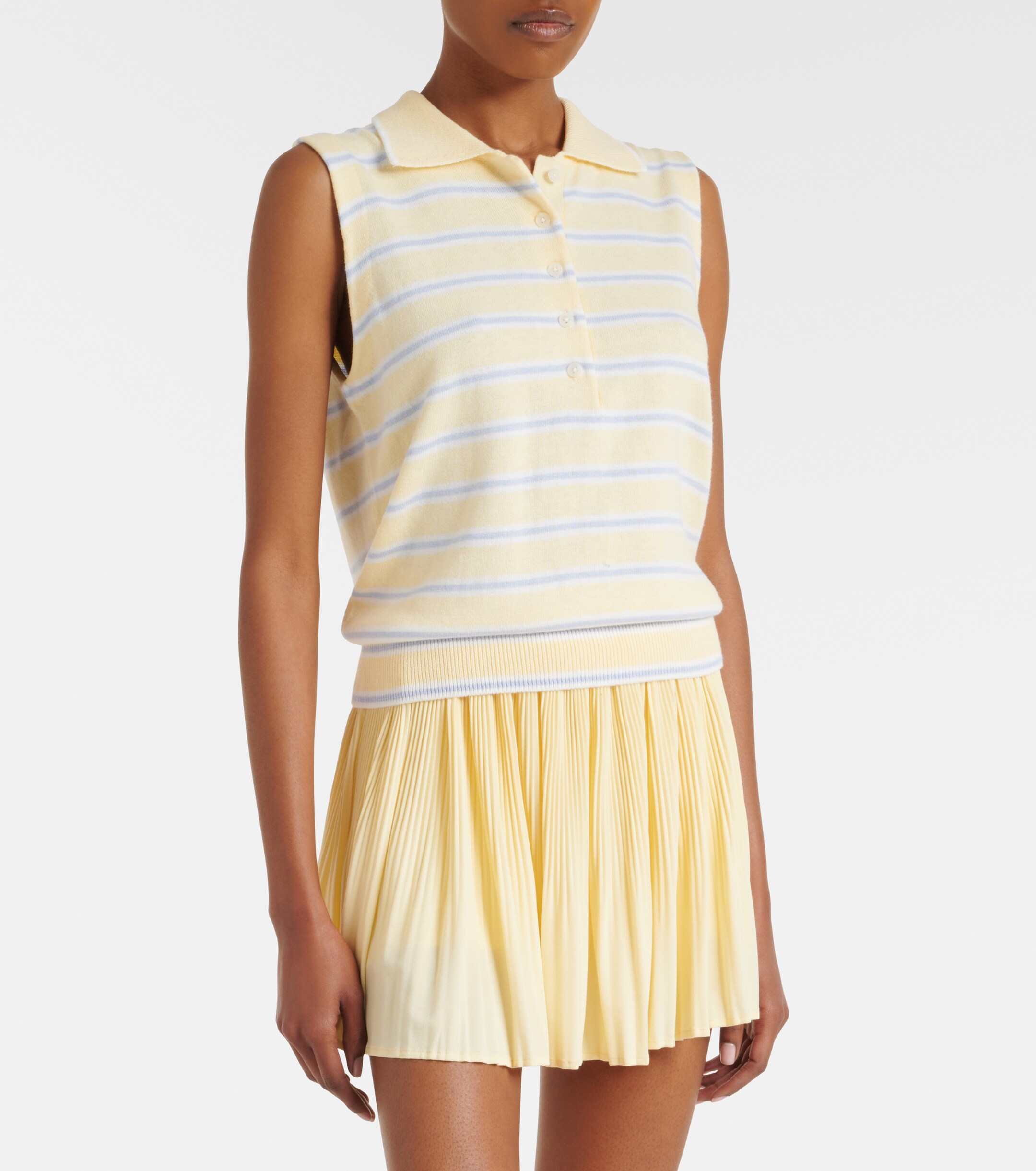 Varley Varley Rue striped cotton-blend polo shirt