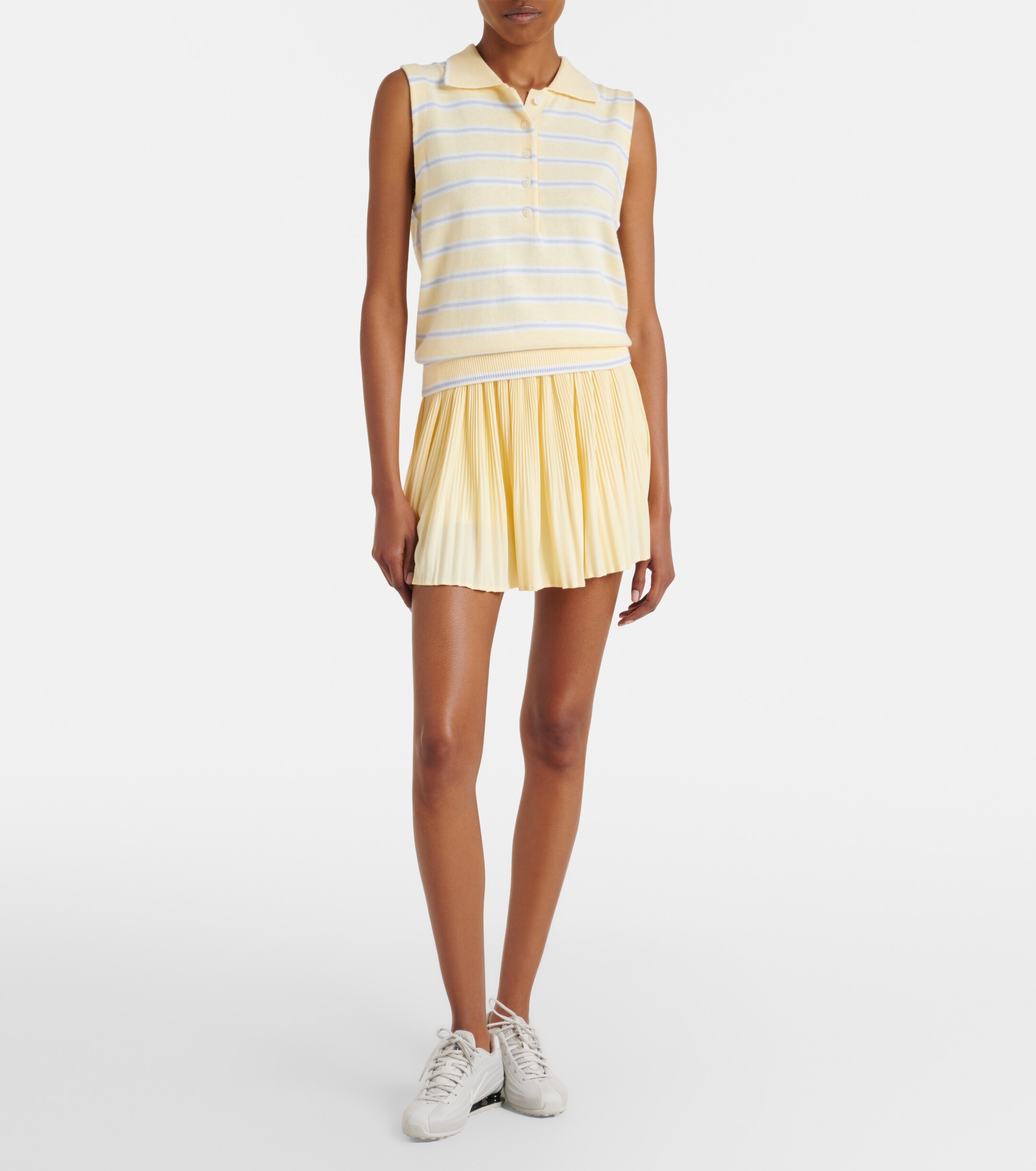 Varley Varley Rue striped cotton-blend polo shirt