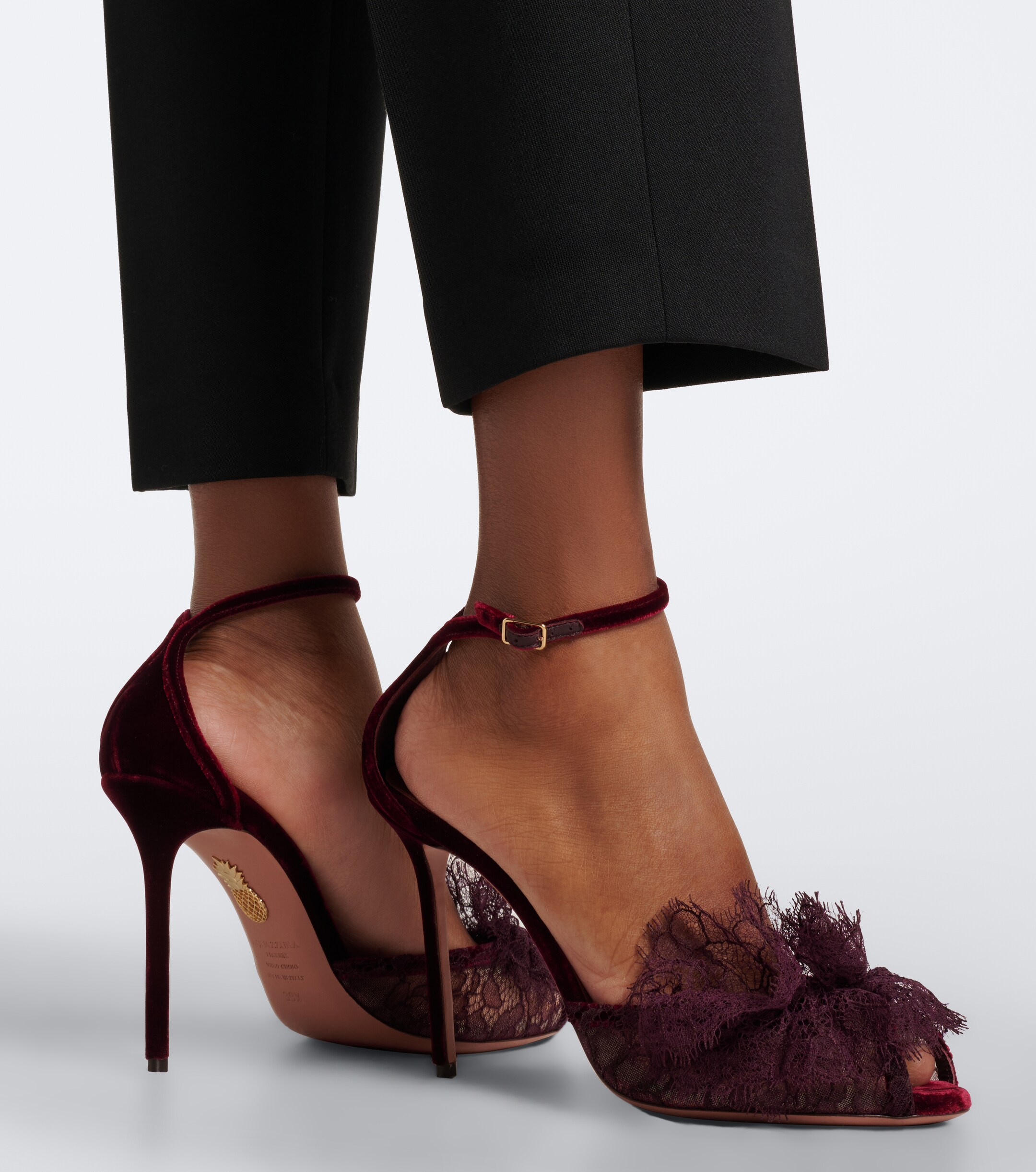 AQUAZZURA Aquazzura Lover lace-trimmed mesh sandals