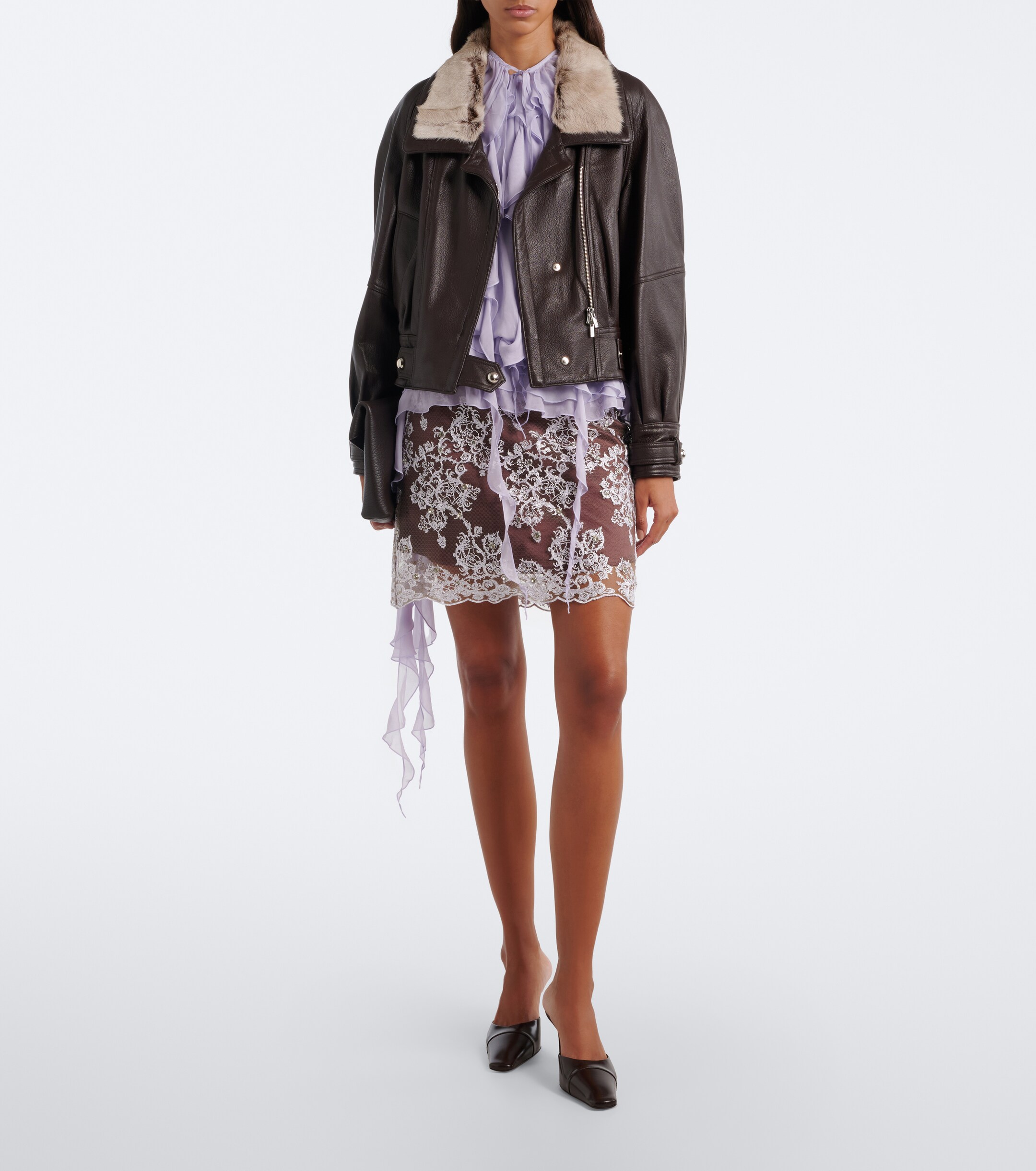 Jacques Wei Jacques Wei Shearling-trimmed leather jacket