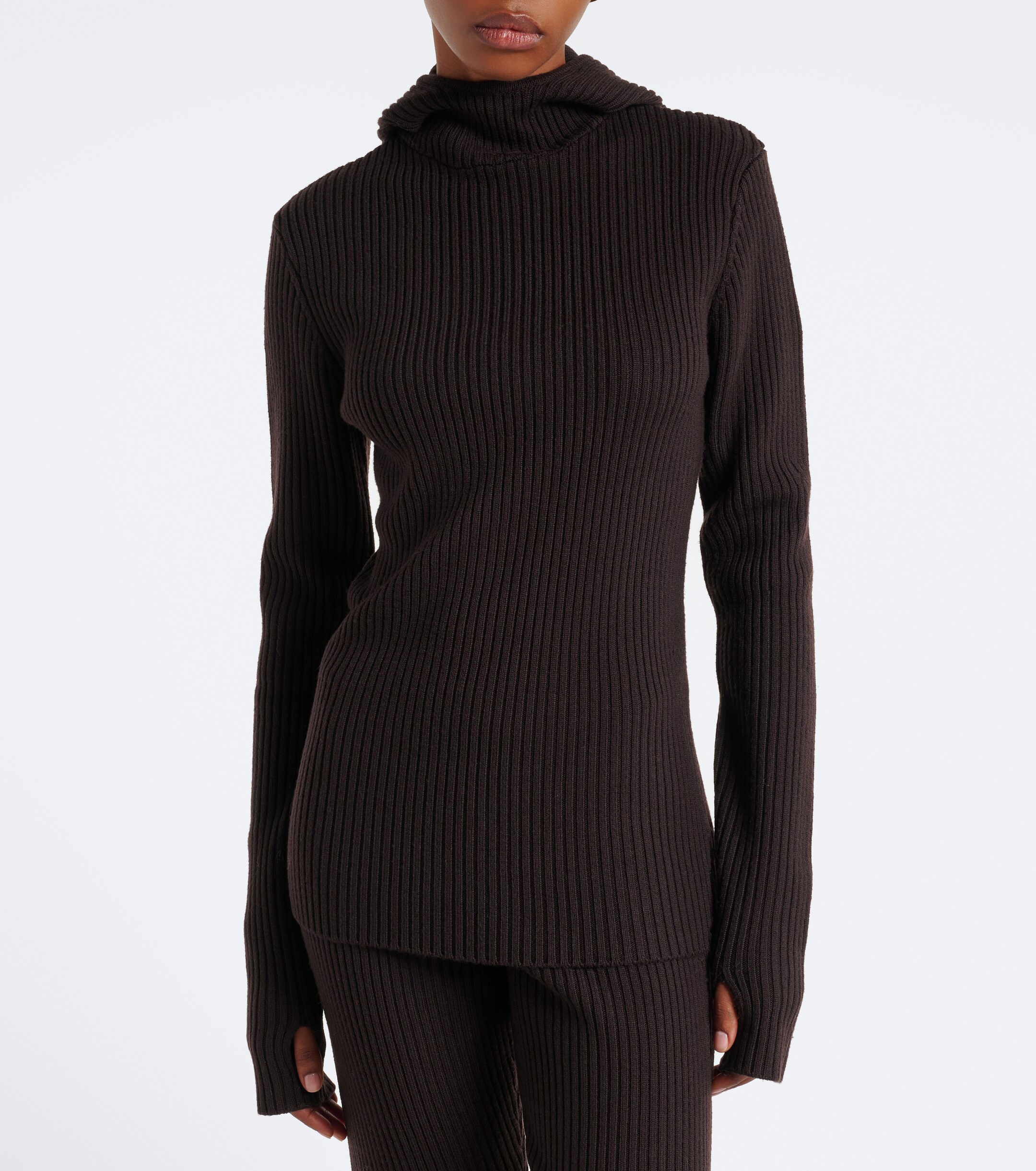 The Frankie Shop The Frankie Shop Larice ribbed-knit hooded wool sweater