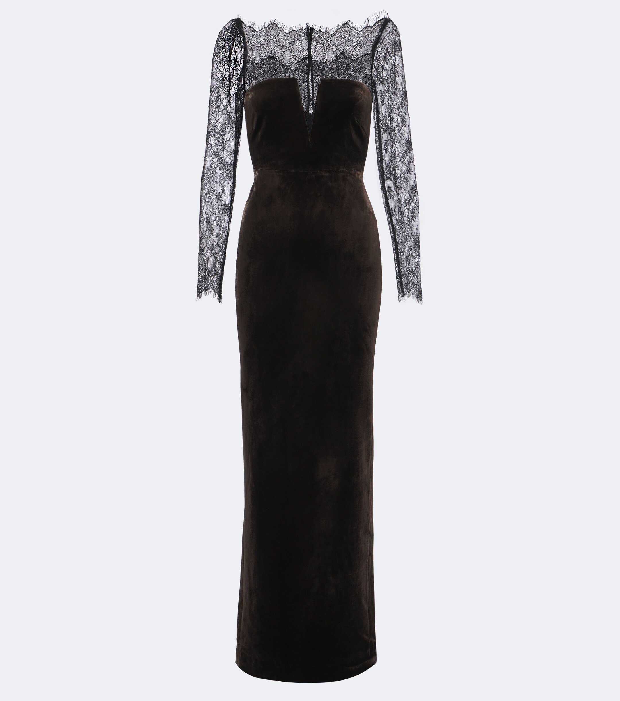 Roland Mouret Roland Mouret Lace-trimmed velvet gown