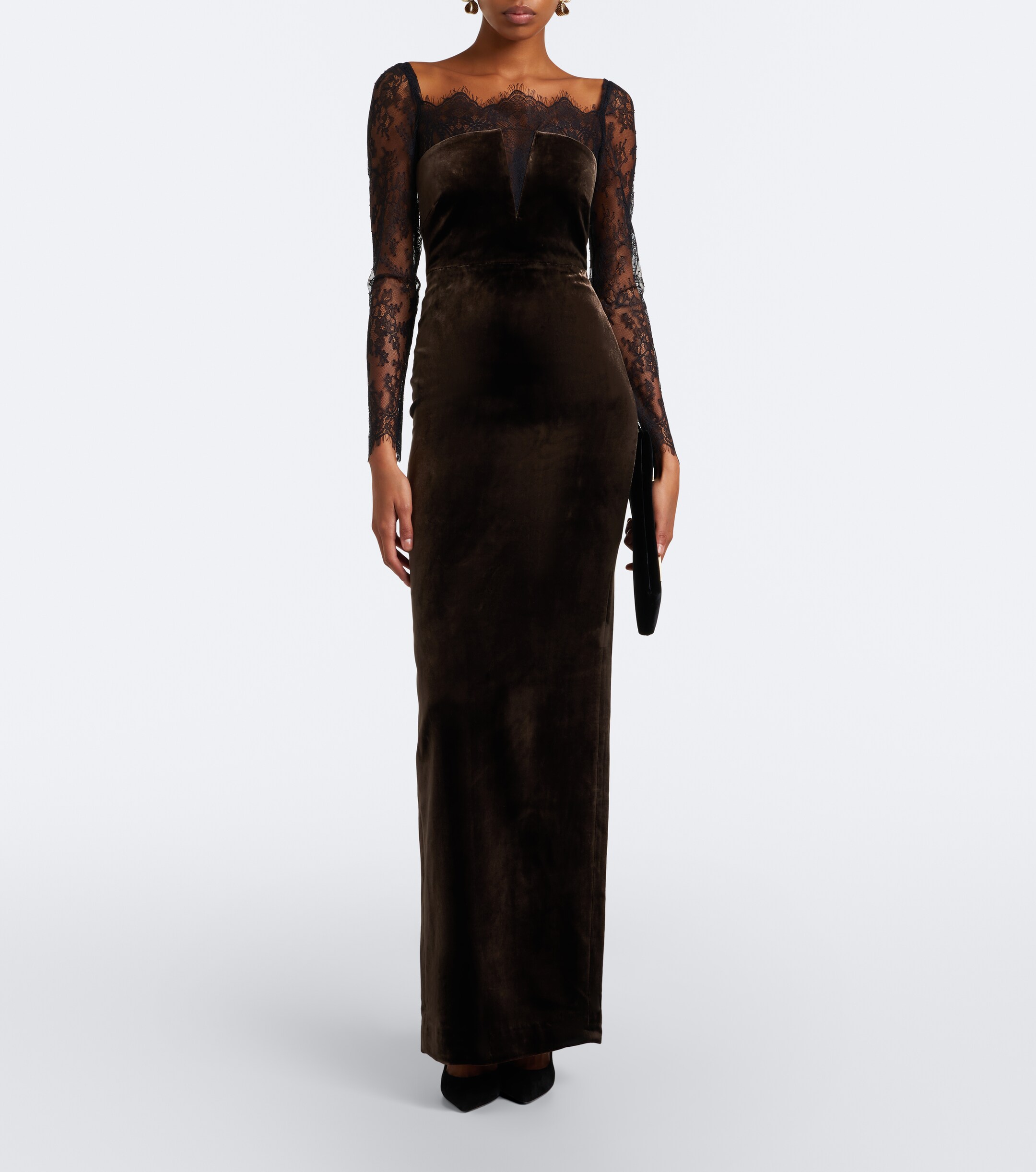 Roland Mouret Roland Mouret Lace-trimmed velvet gown