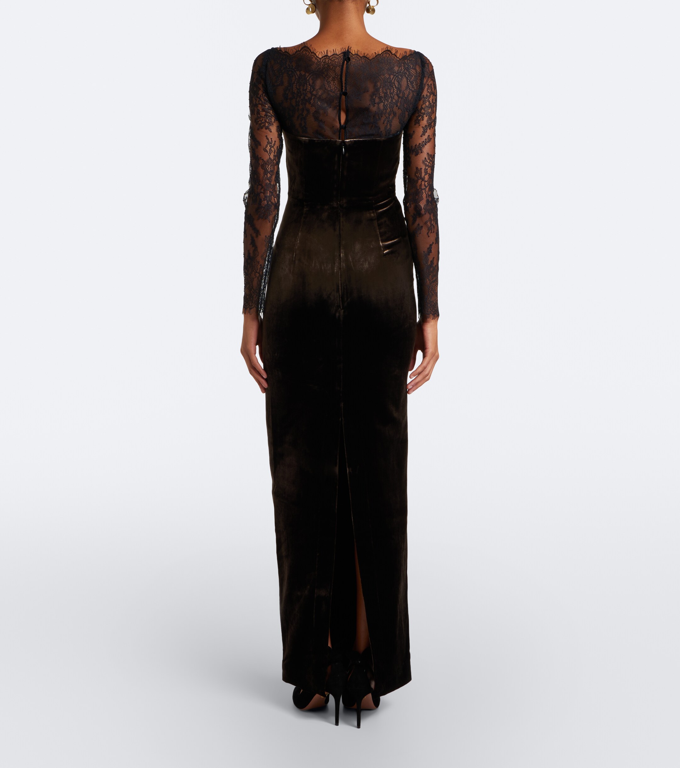 Roland Mouret Roland Mouret Lace-trimmed velvet gown