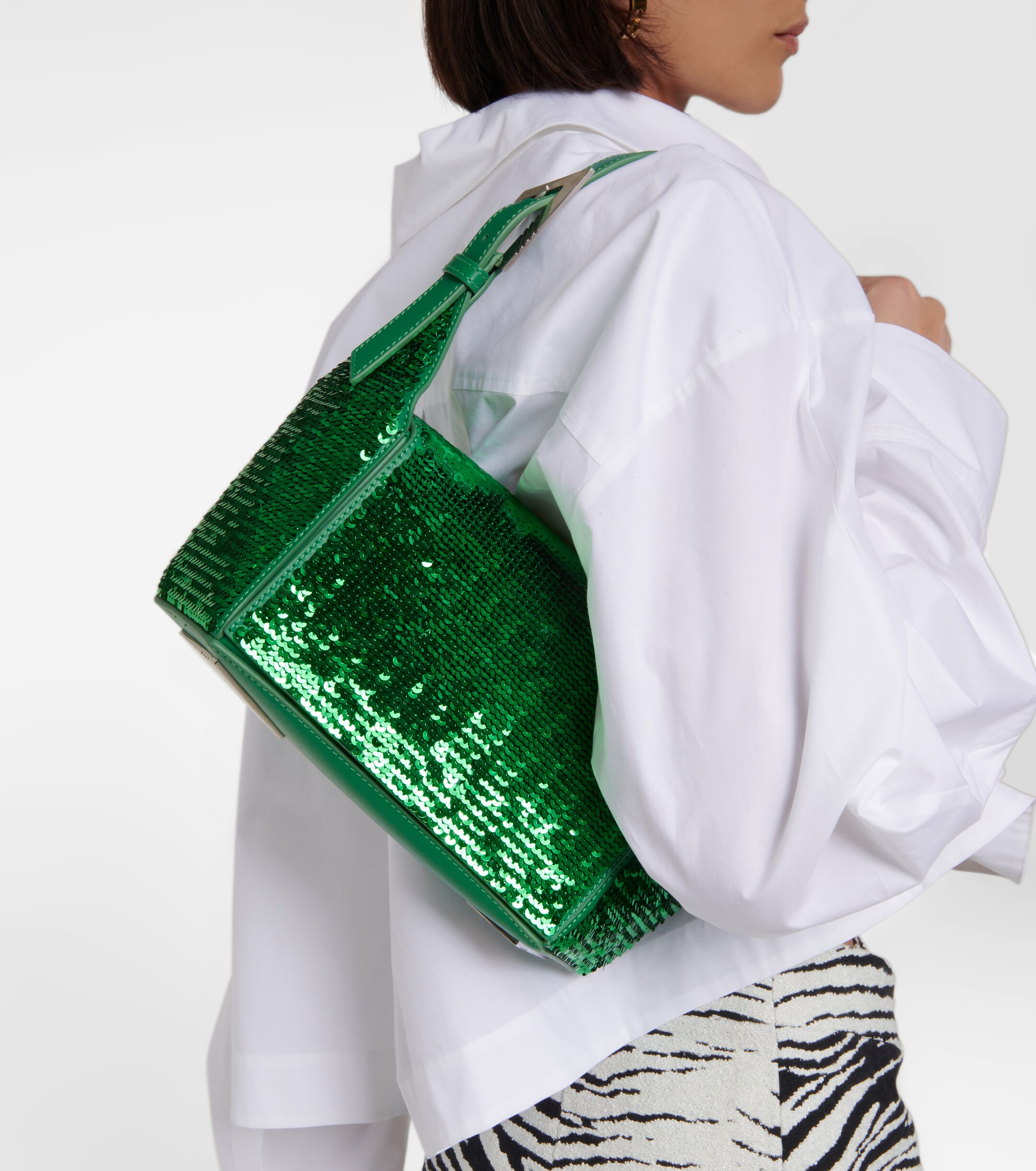 THE ATTICO 7/7 sequined leather shoulder bag