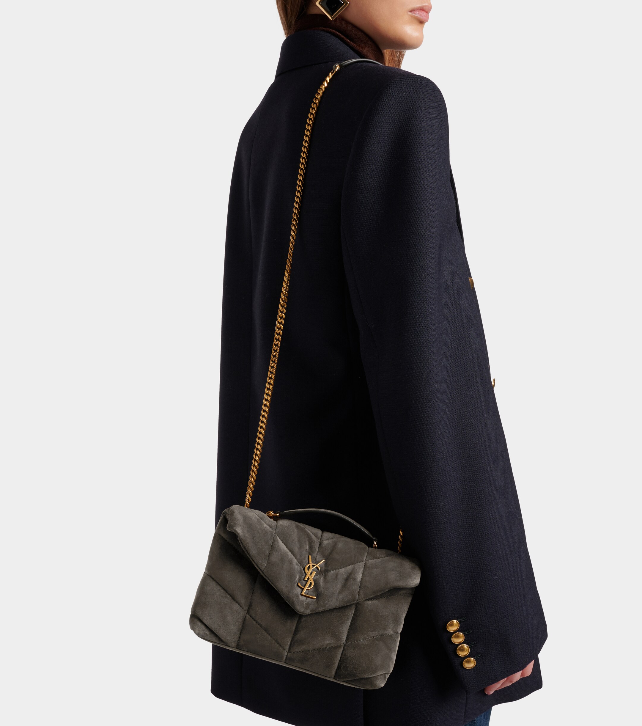 Saint Laurent Puffer Toy suede shoulder bag