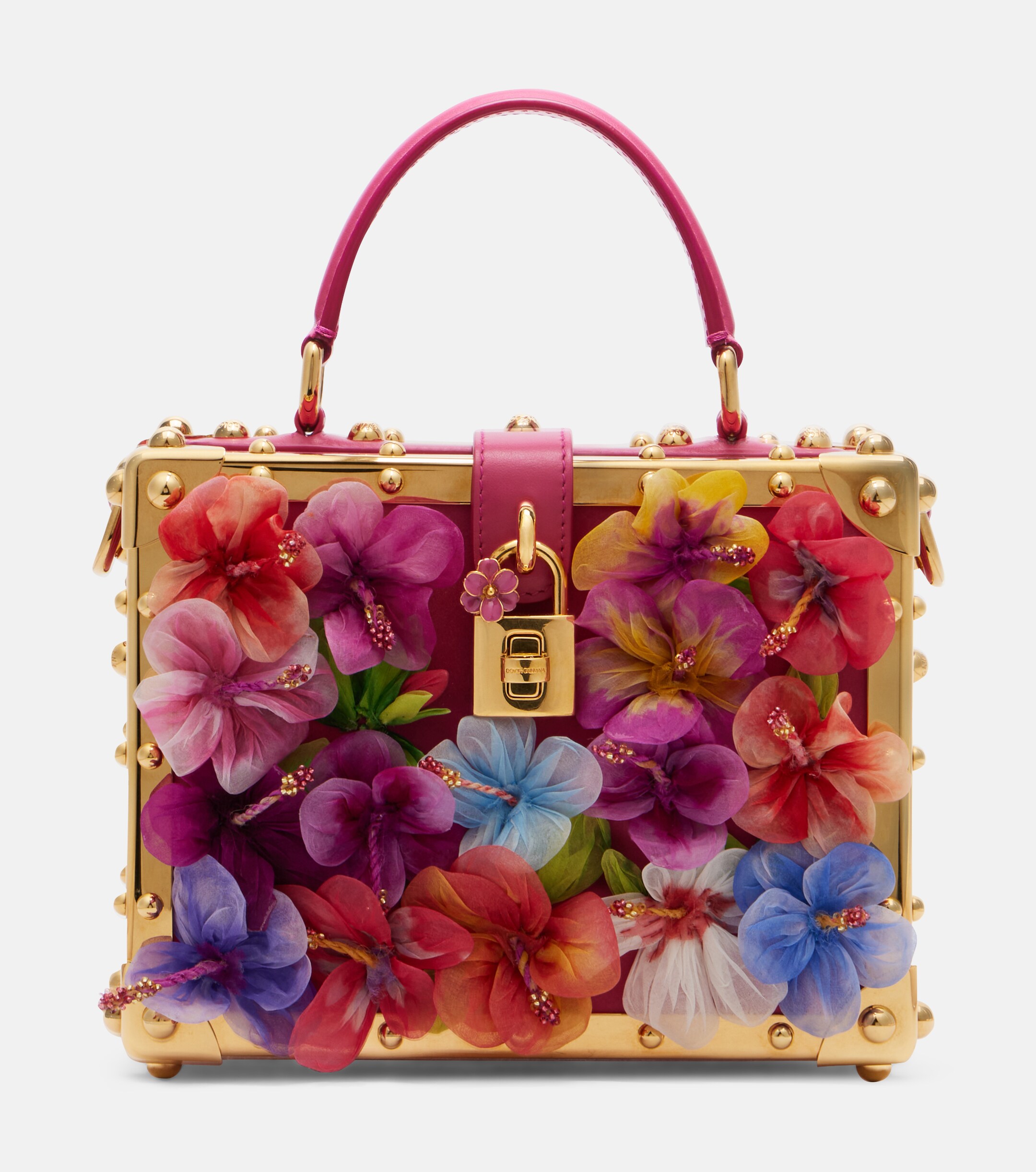 Dolce&Gabbana Dolce Box floral-appliqué leather box bag