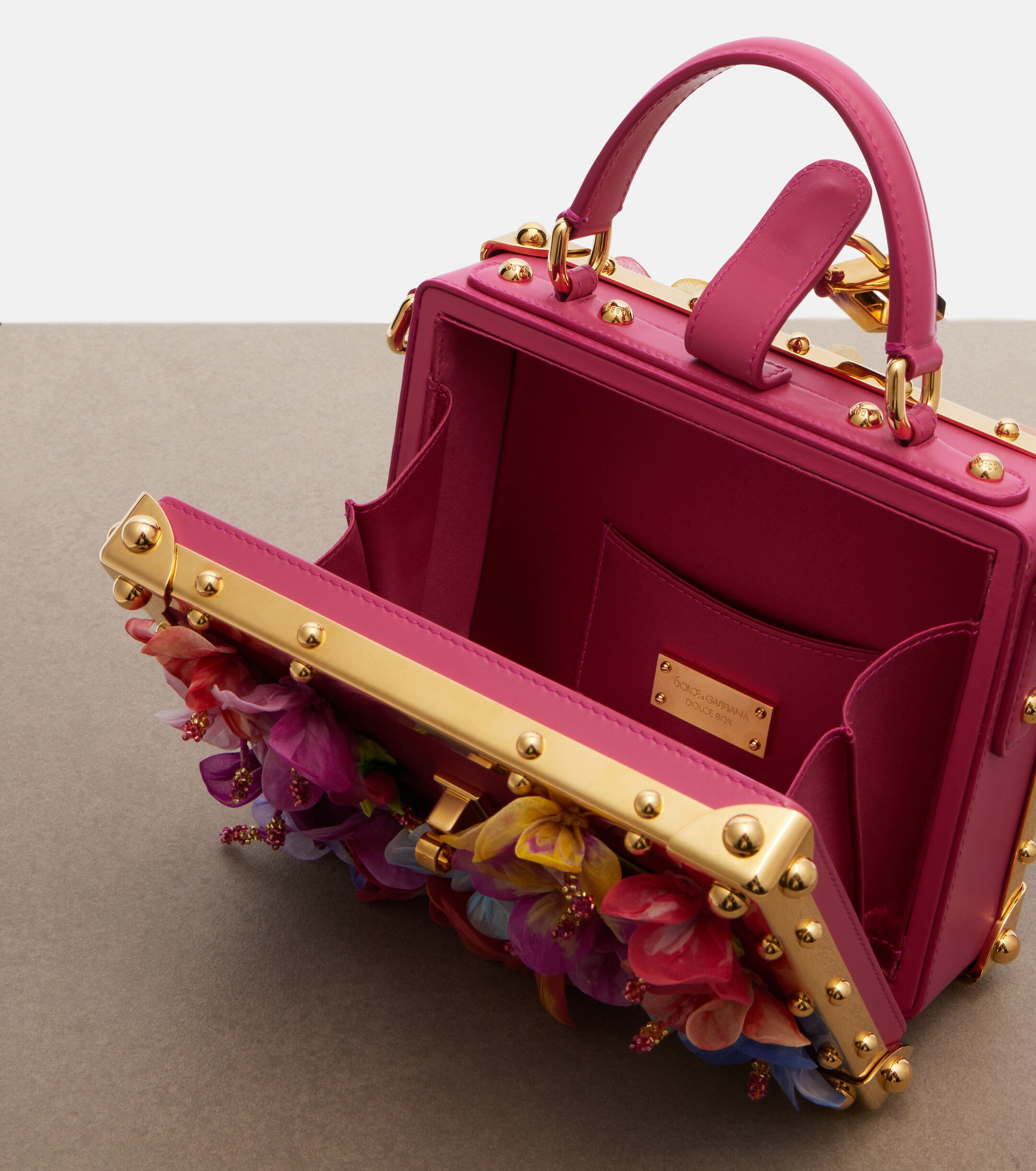 Dolce&Gabbana Dolce Box floral-appliqué leather box bag