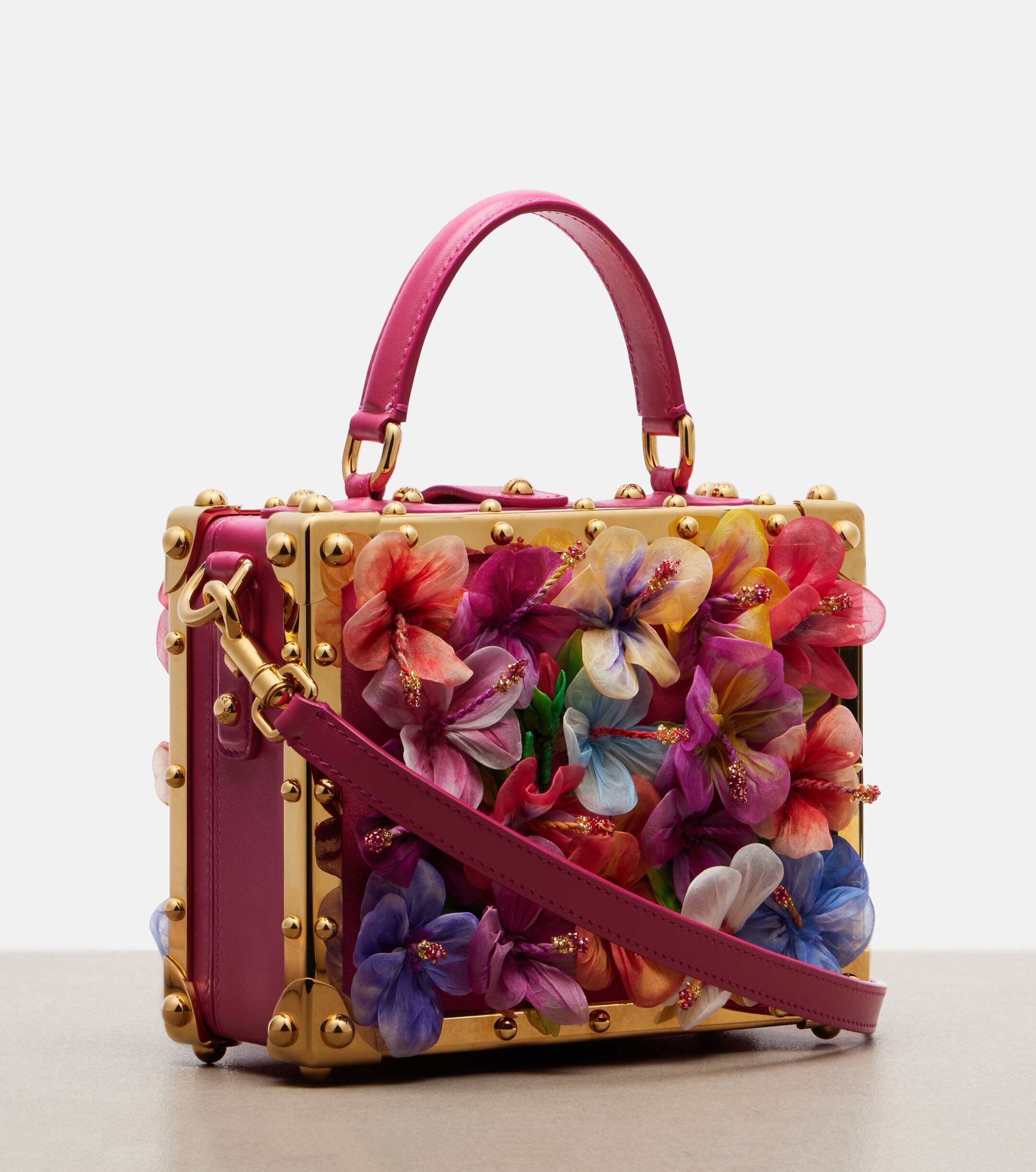 Dolce&Gabbana Dolce Box floral-appliqué leather box bag