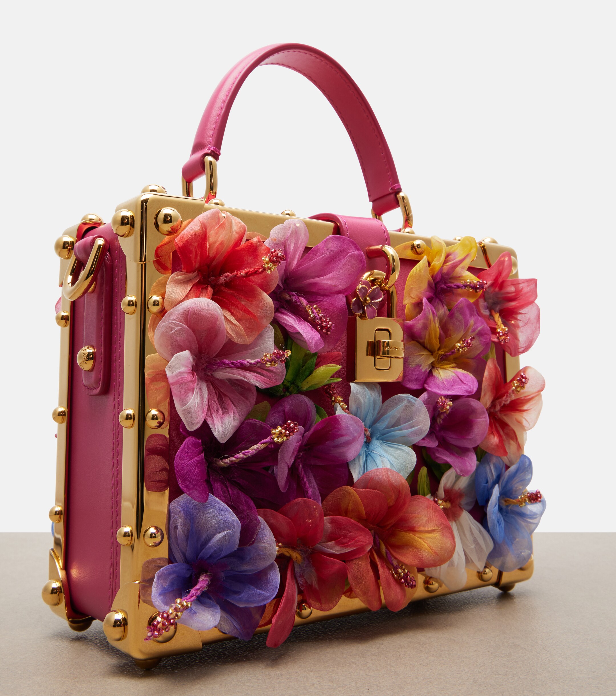 Dolce&Gabbana Dolce Box floral-appliqué leather box bag