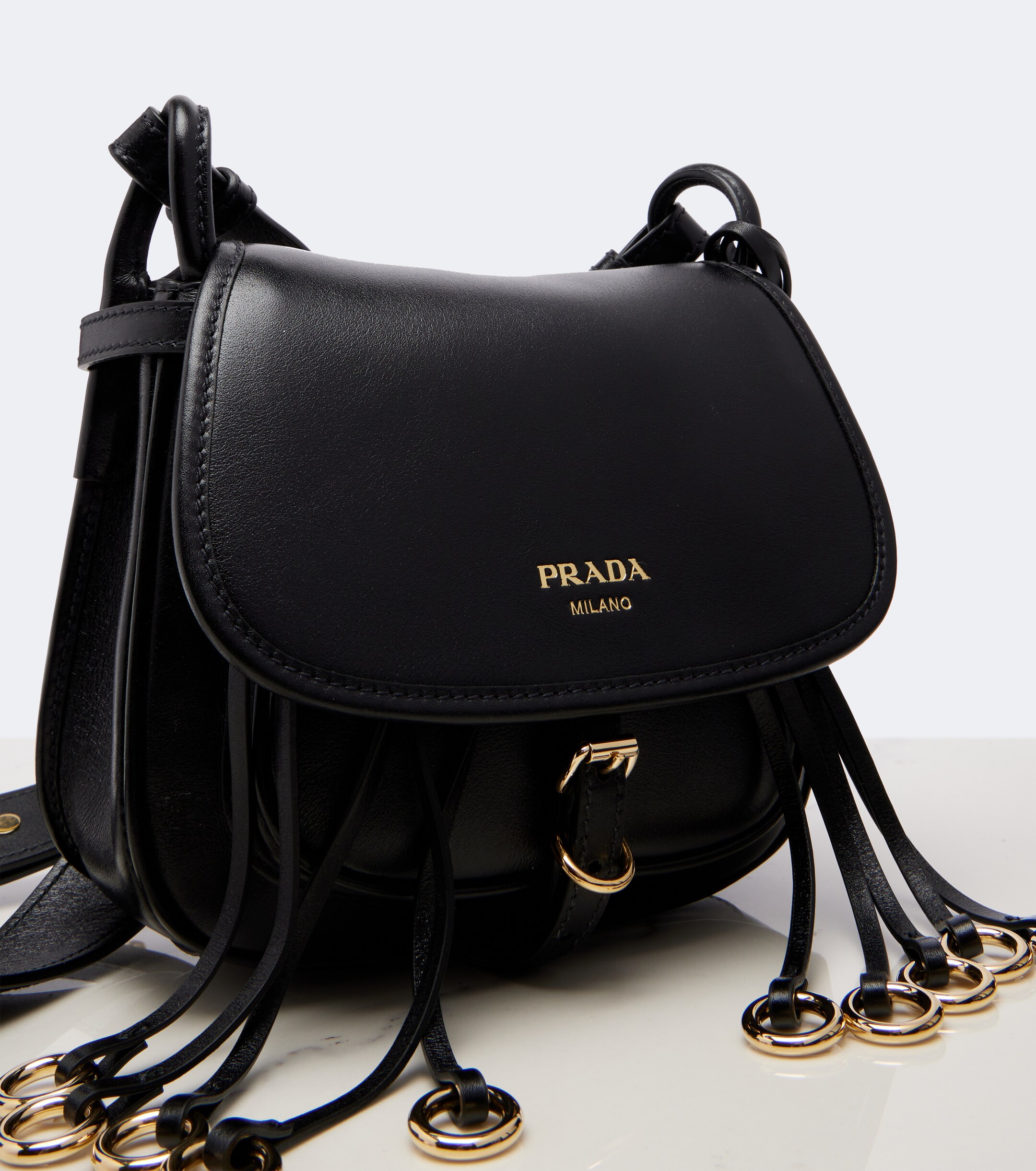 Prada Prada Corsaire Mini fringed leather shoulder bag