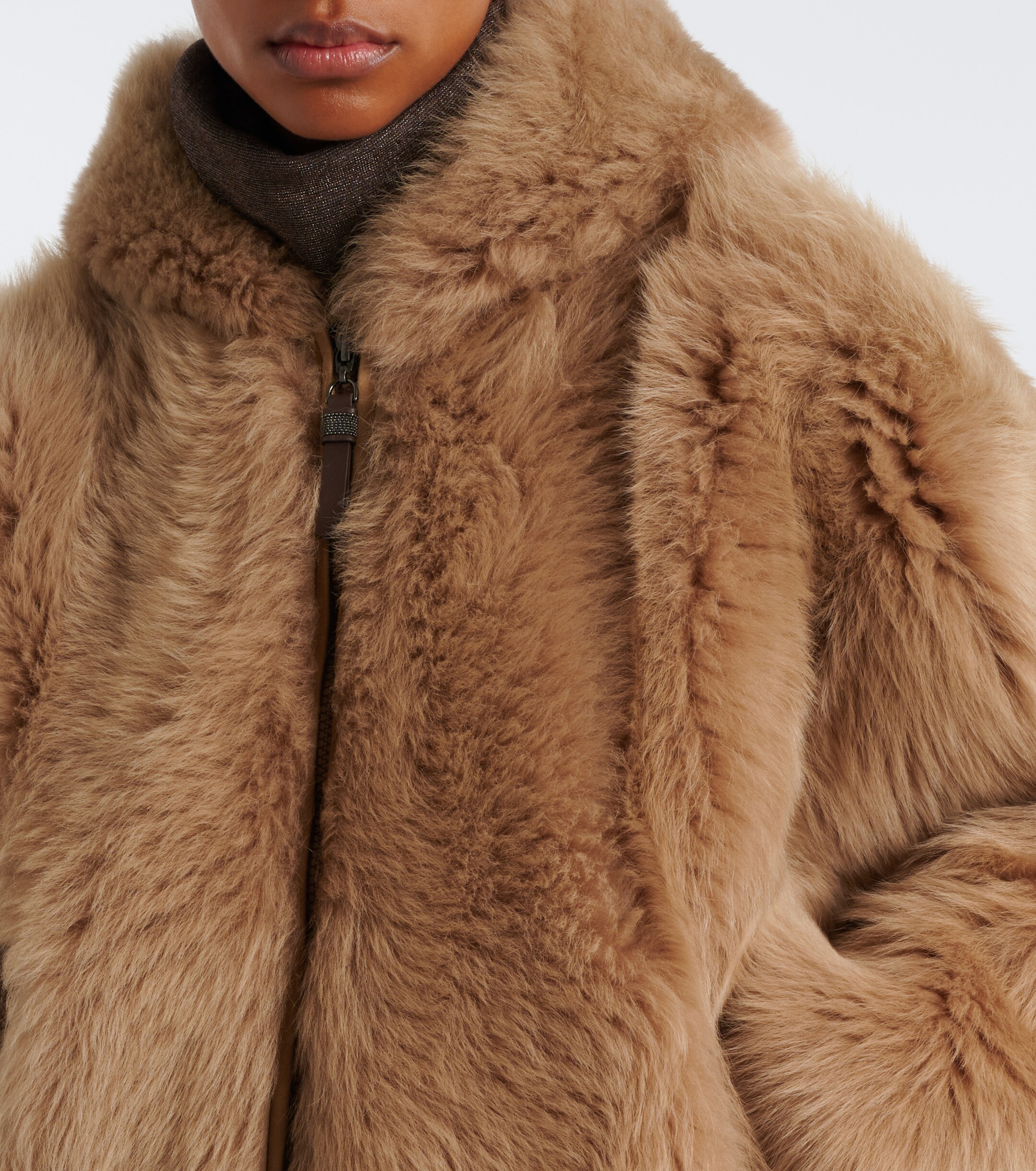 Brunello Cucinelli Brunello Cucinelli Monili shearling hooded shearling jacket