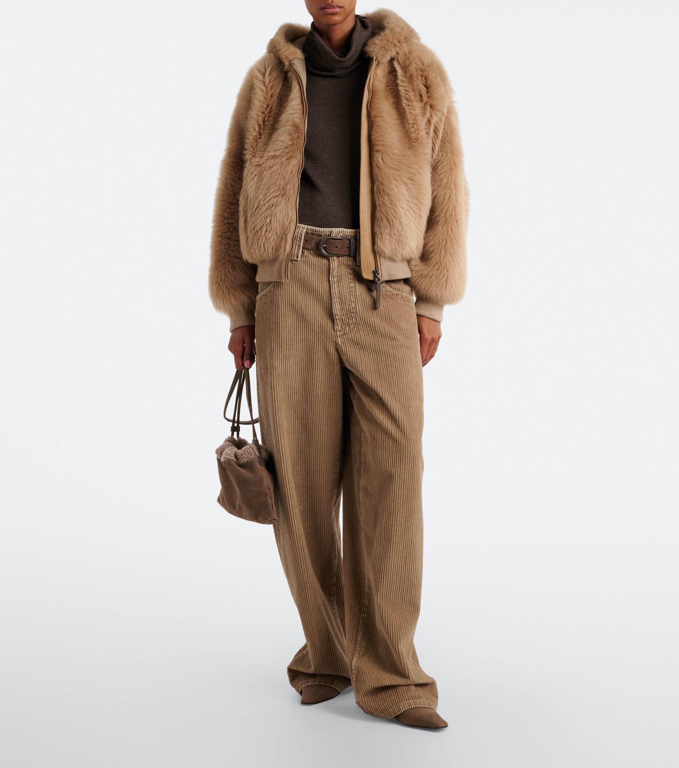 Brunello Cucinelli Brunello Cucinelli Monili shearling hooded shearling jacket