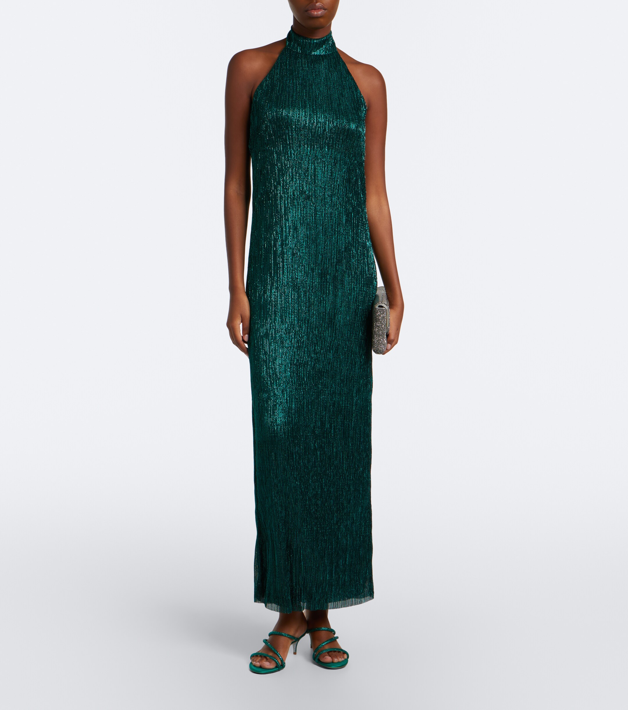 Cala de la Cruz Cala de la Cruz Jeanne halterneck lamé gown
