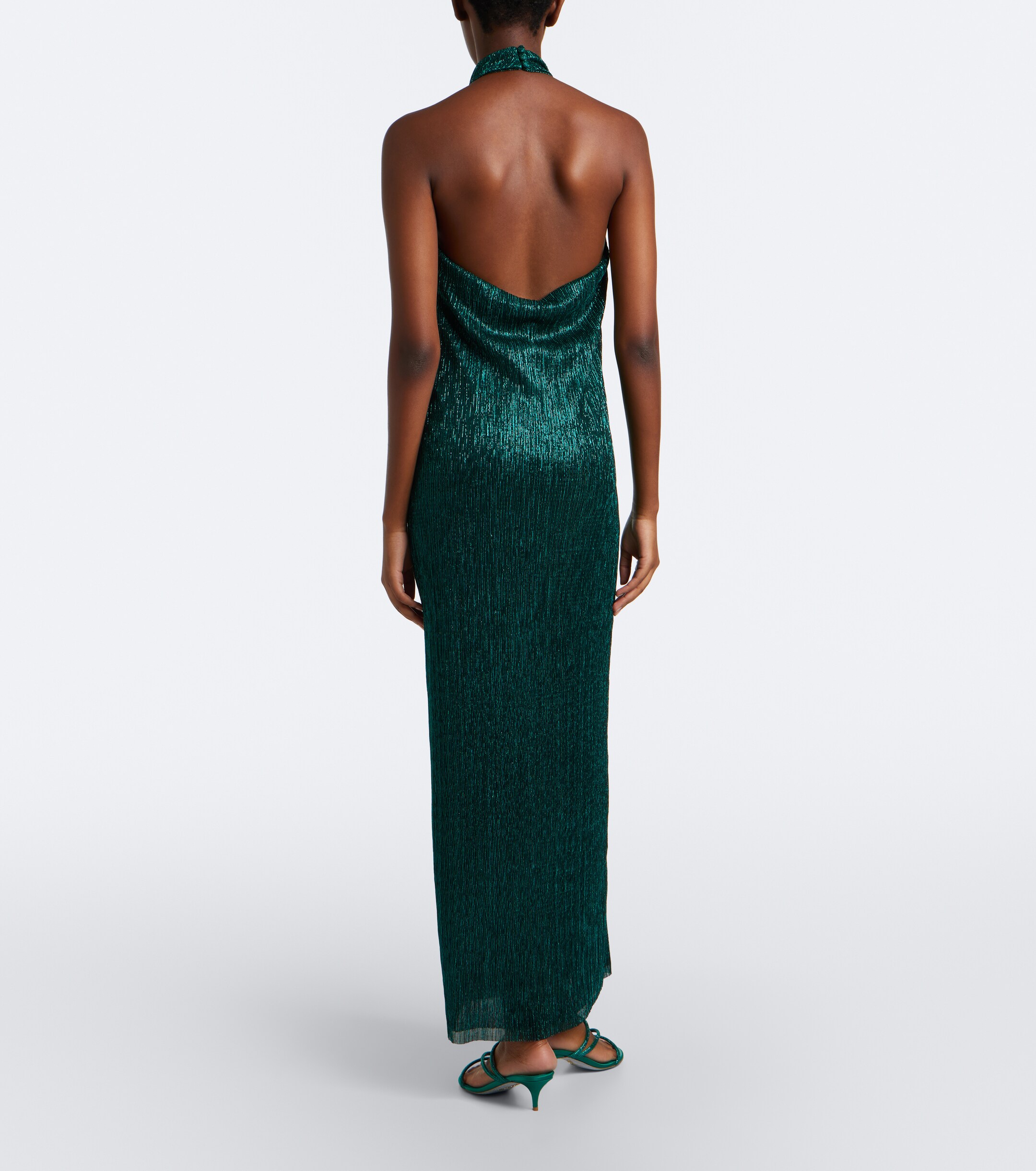 Cala de la Cruz Cala de la Cruz Jeanne halterneck lamé gown