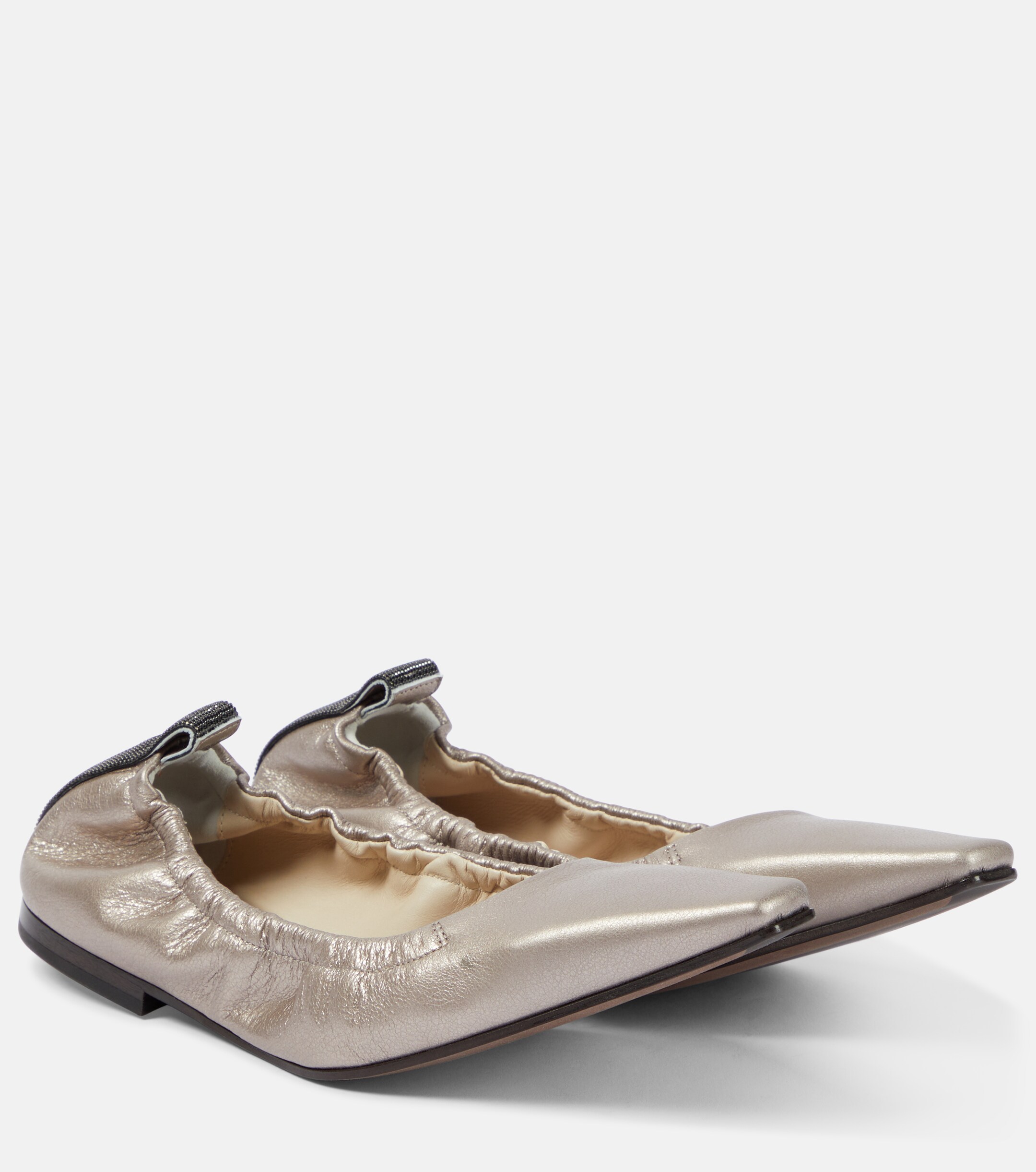 Brunello Cucinelli Metallic leather ballet flats