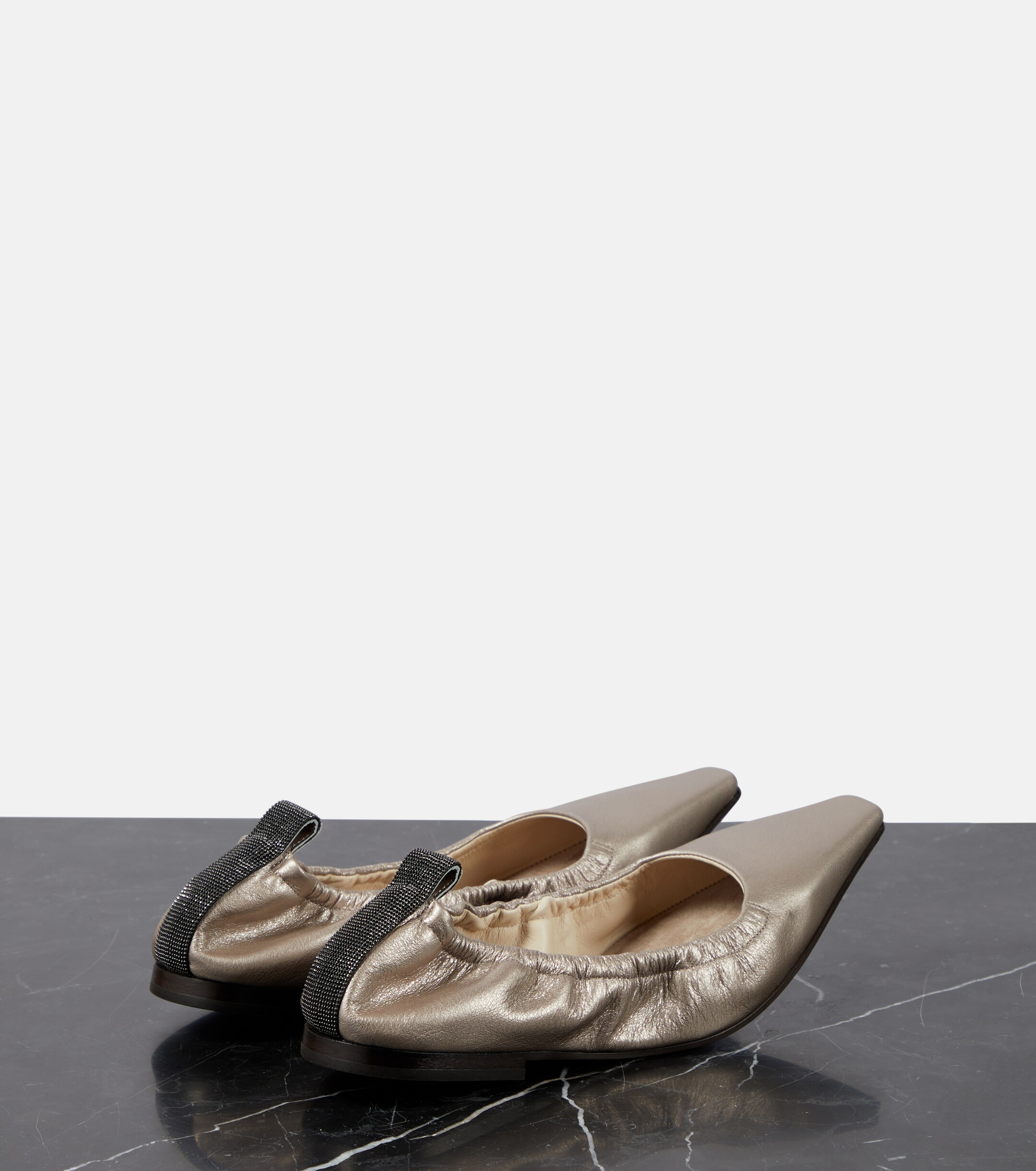 Brunello Cucinelli Metallic leather ballet flats