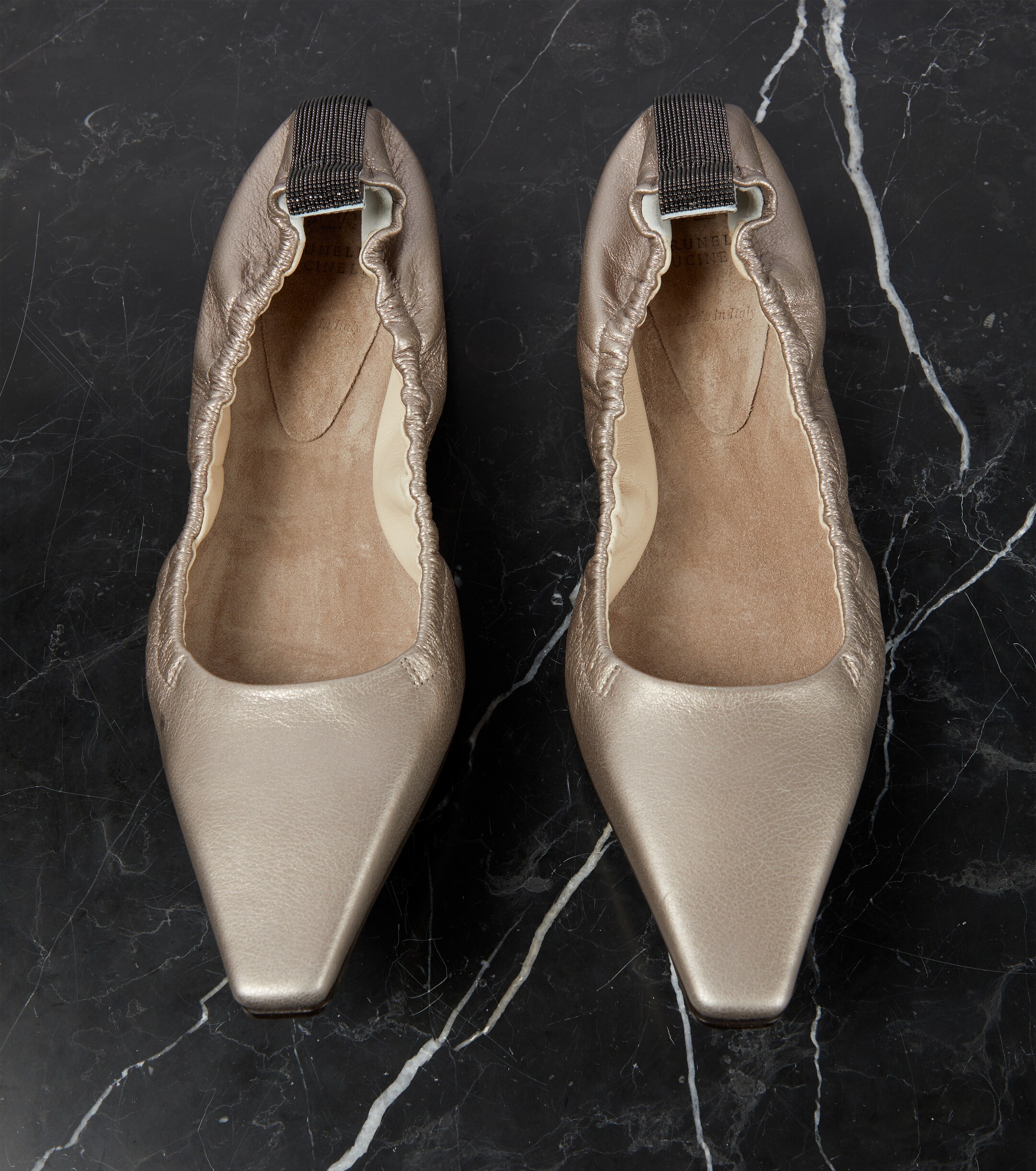 Brunello Cucinelli Metallic leather ballet flats