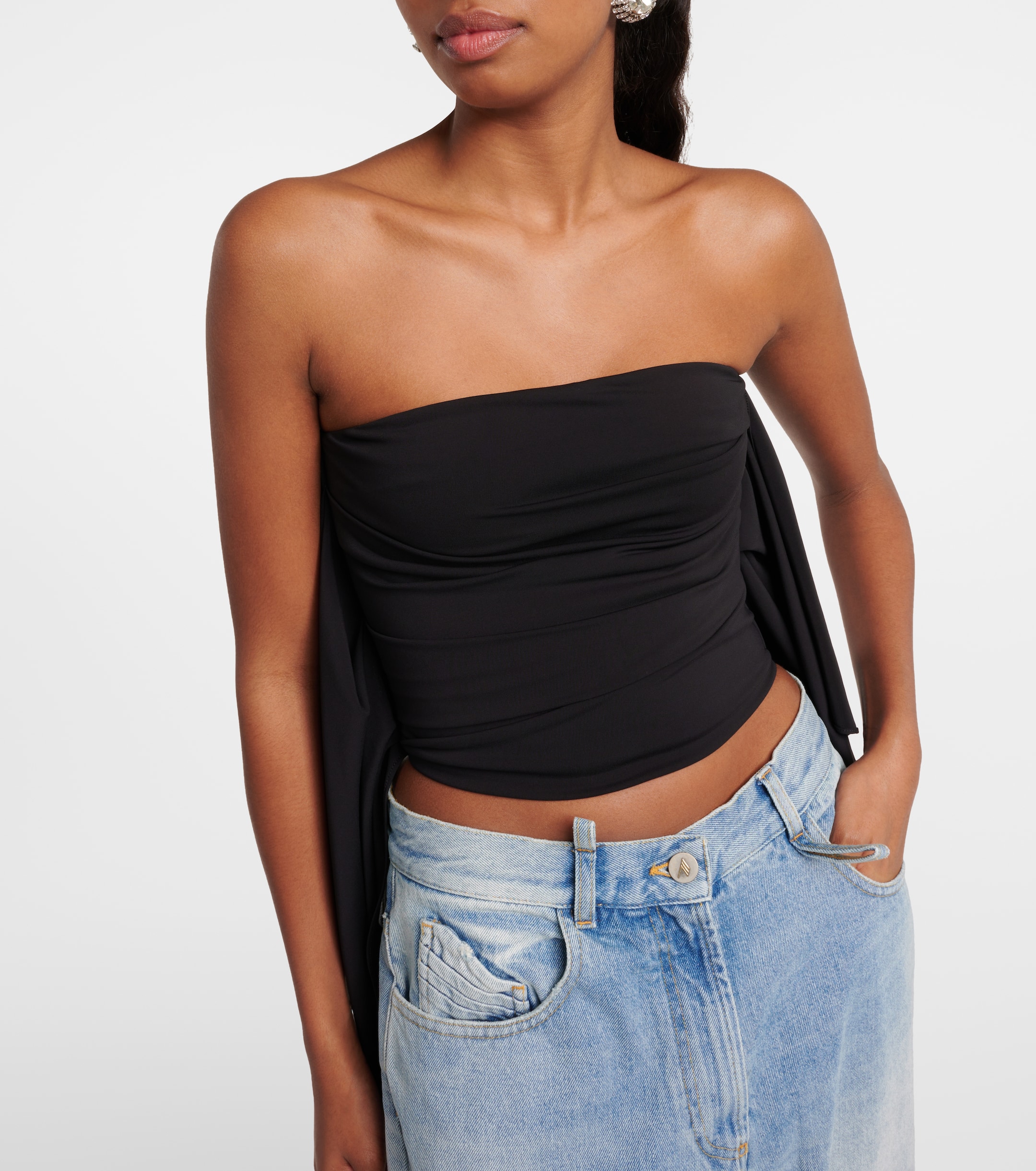 THE ATTICO Embellished off-shoulder top