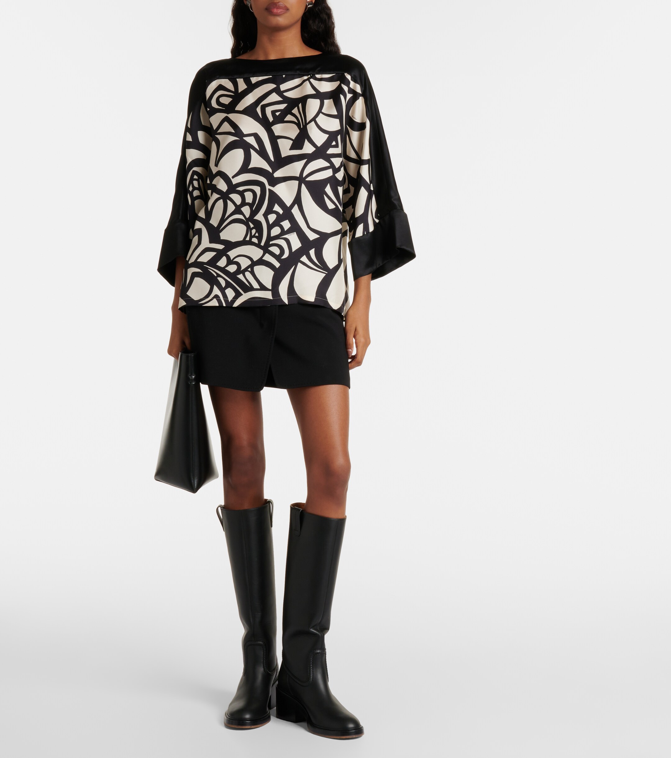 Max Mara Quaglia printed silk satin top