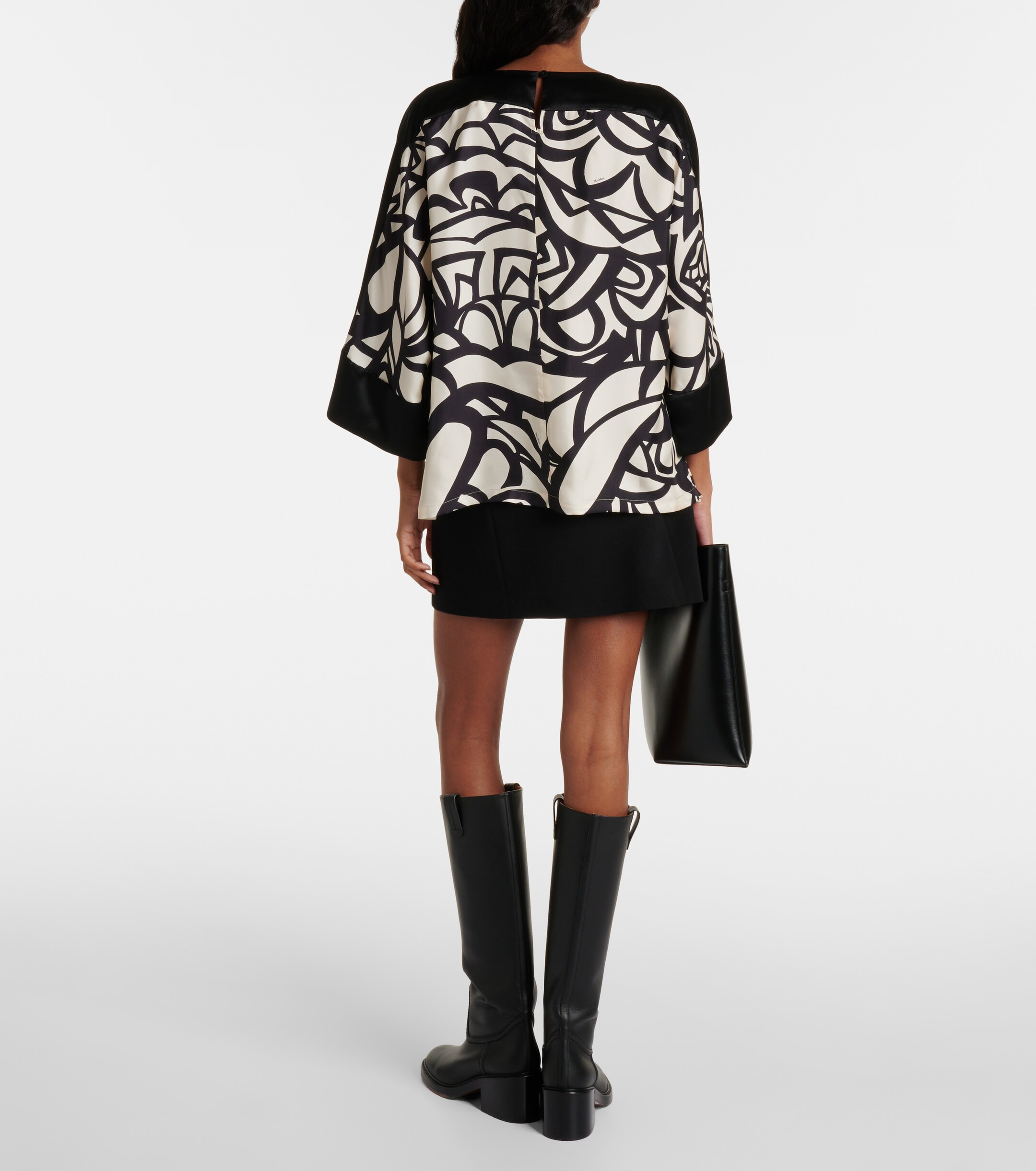 Max Mara Quaglia printed silk satin top