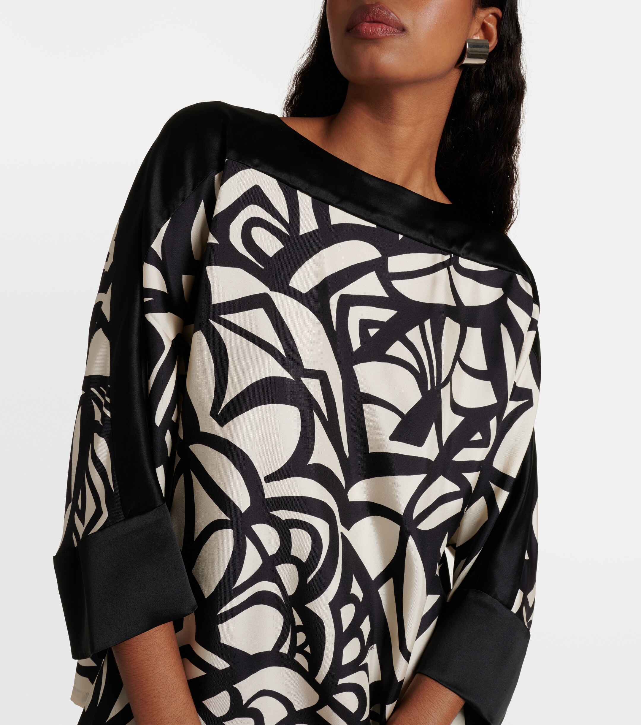 Max Mara Quaglia printed silk satin top