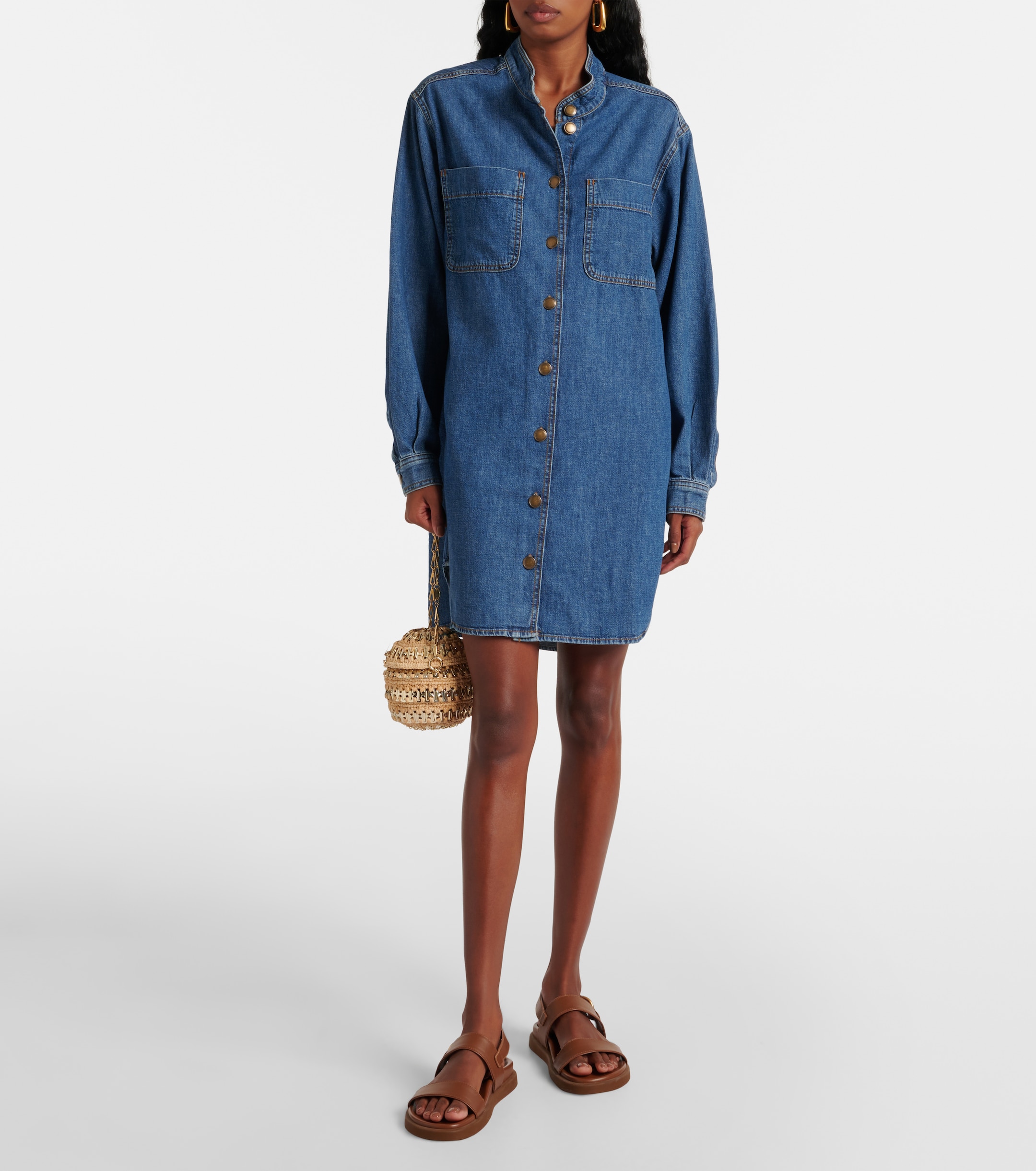 FRAME Double Pocket denim shirt dress
