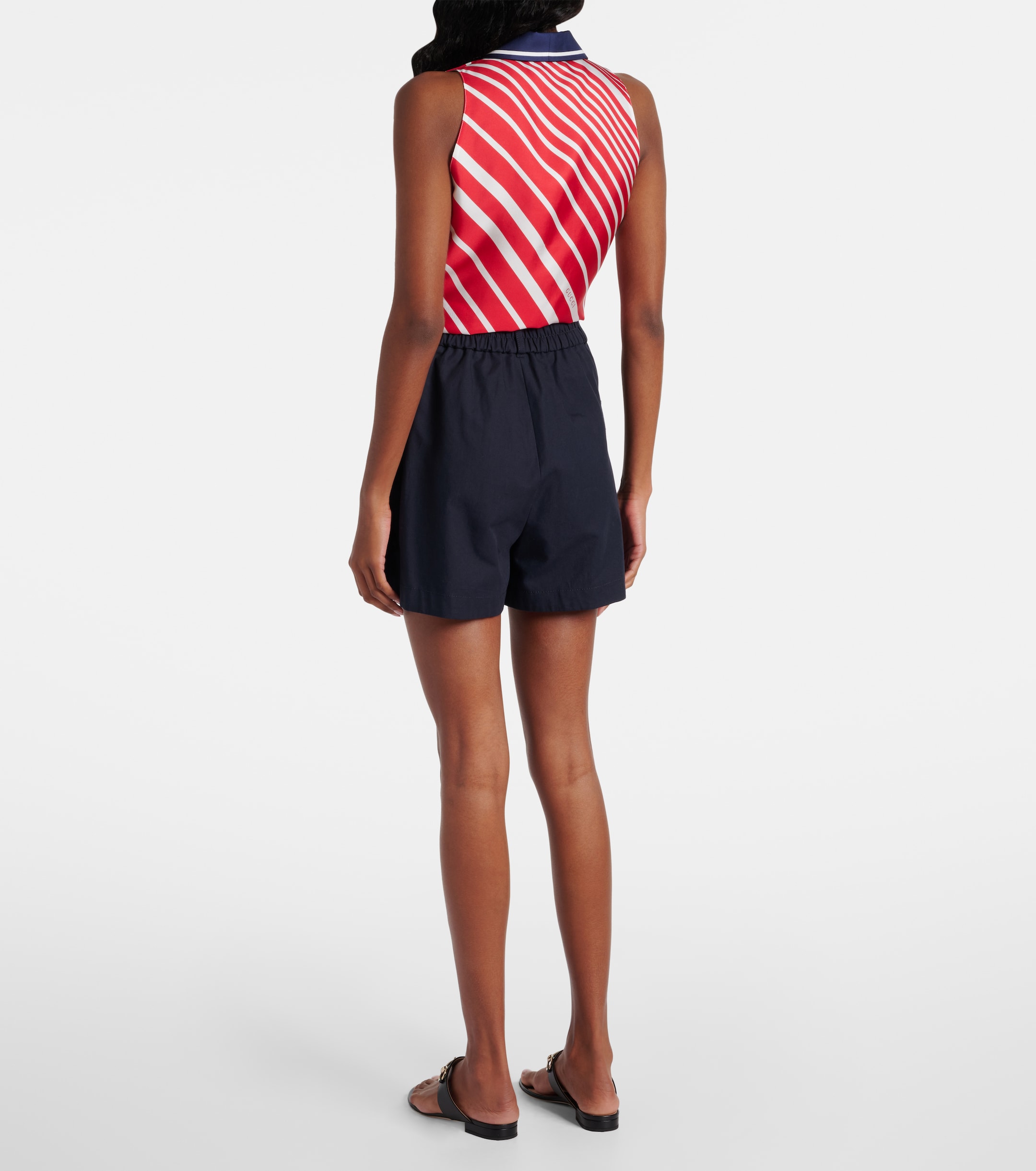Gucci Striped tie-detail silk twill top thumbnail