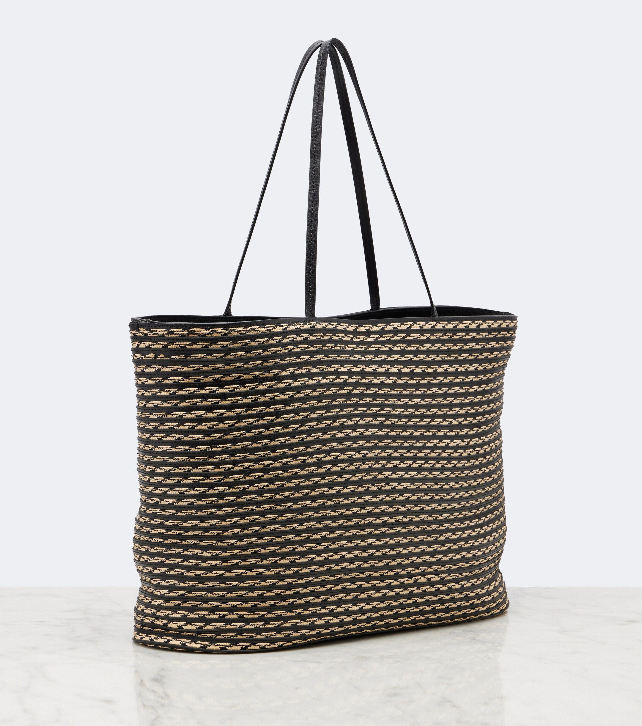 The Row The Row Beau Large leather-trimmed raffia tote bag