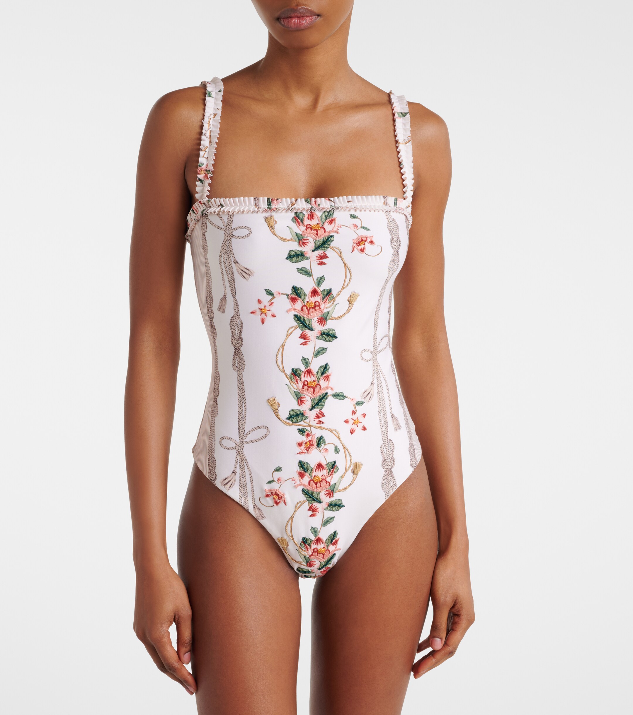 Agua by Agua Bendita Agua by Agua Bendita Limon ruffled embroidered swimsuit